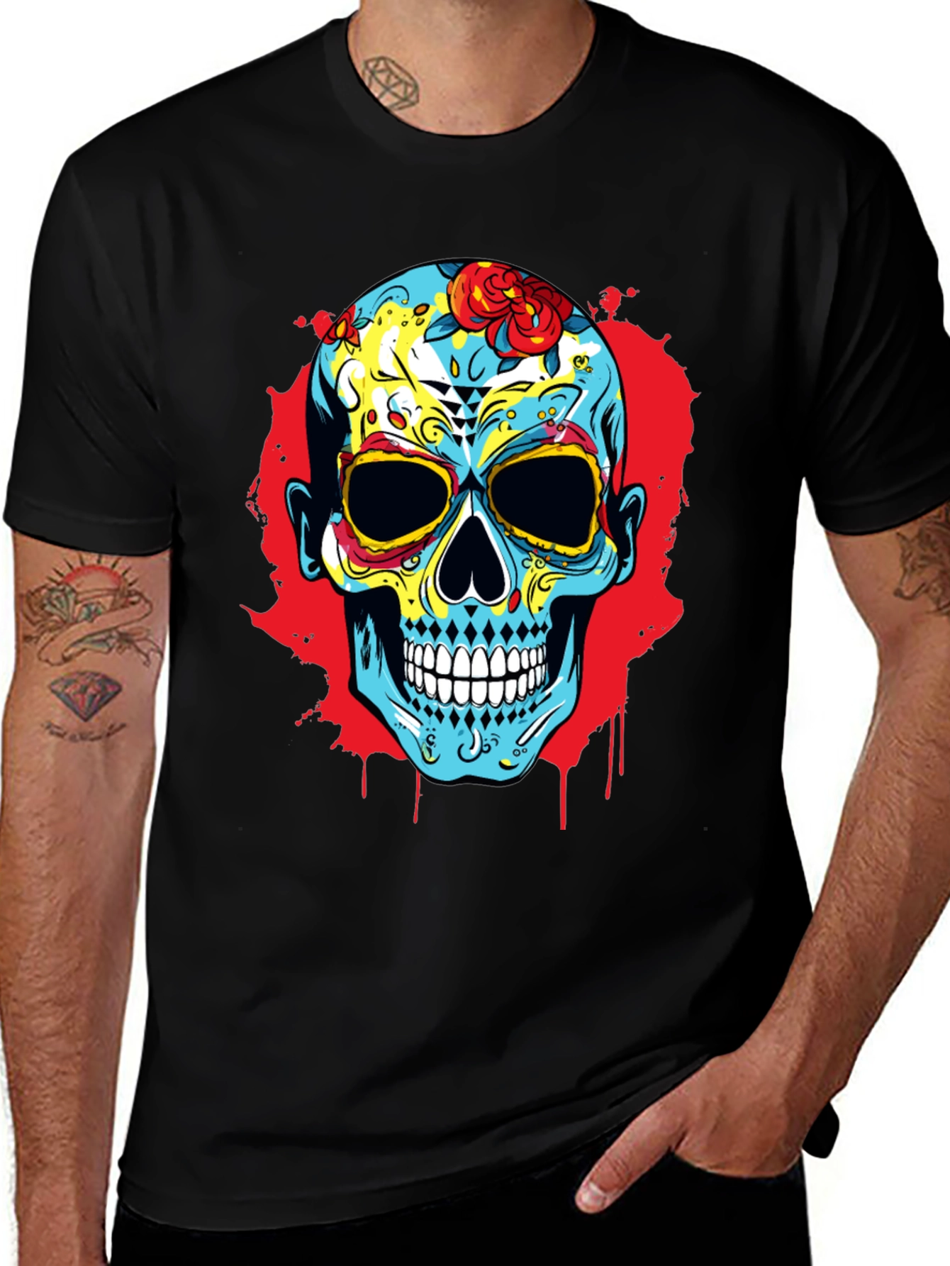 Variant 18 of Sugar Skull Graphic Print T-Shirt