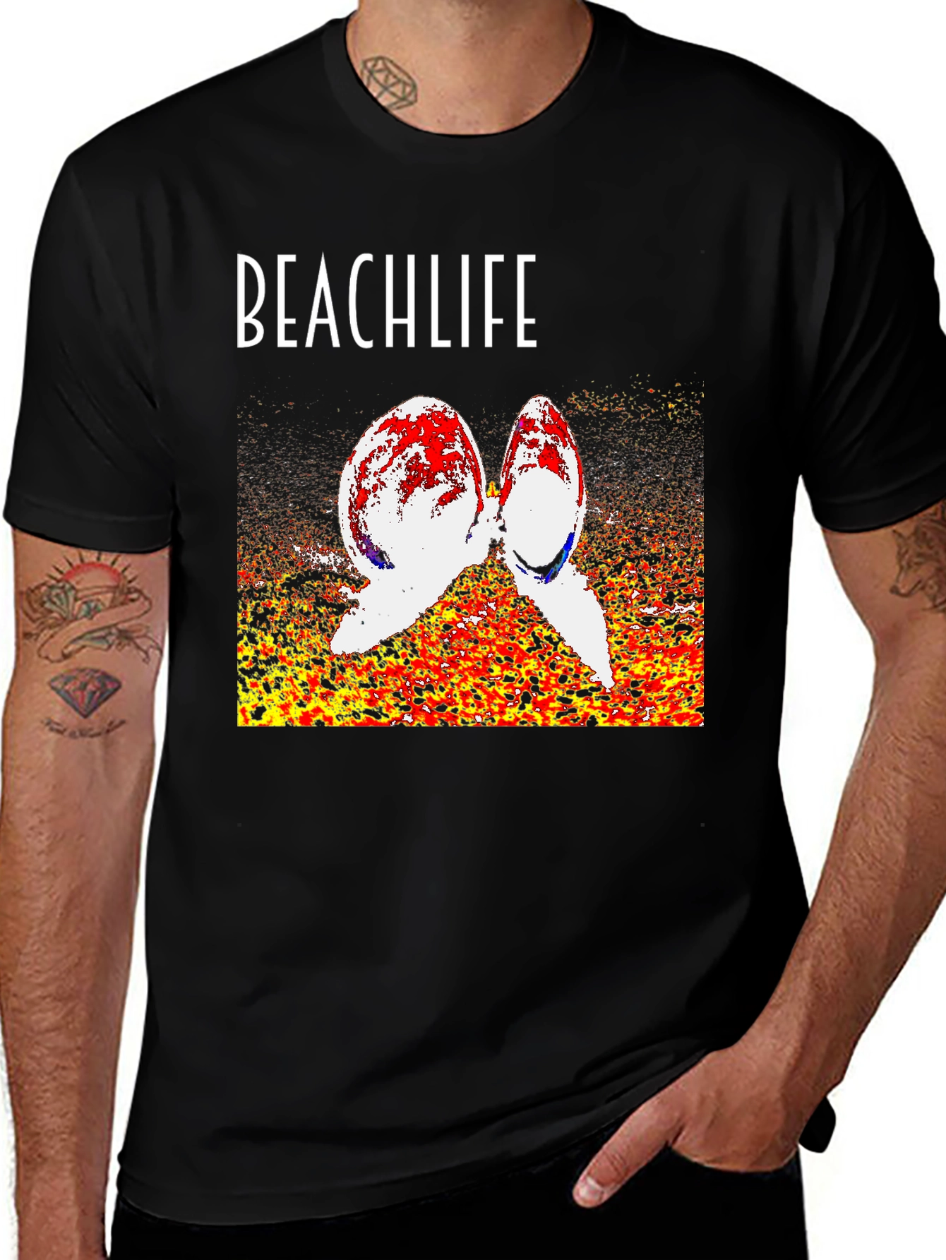 Variant 24 of Beachlife Graphic Tee - Red & Orange Shells