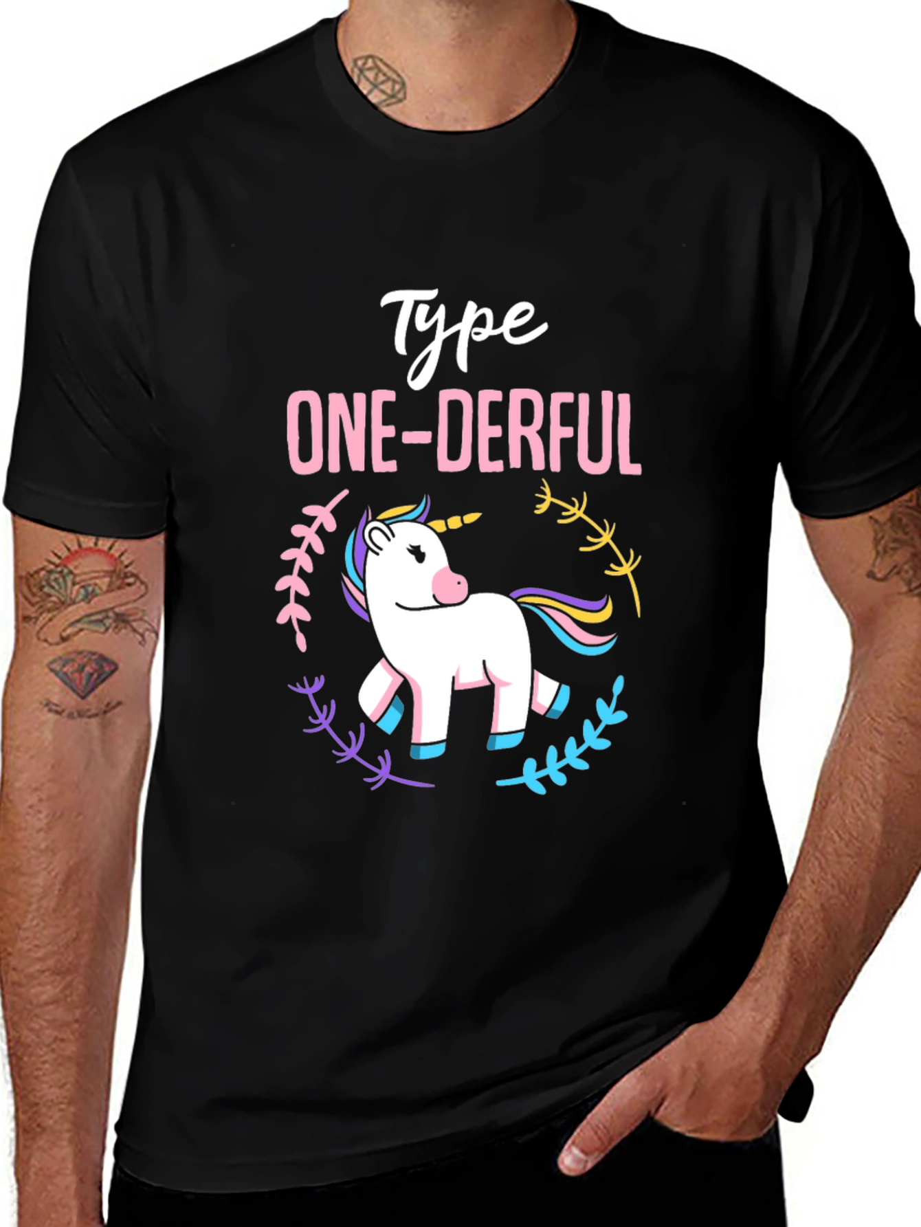 Variant 27 of Type ONE-DERFUL Unicorn Black T-Shirt