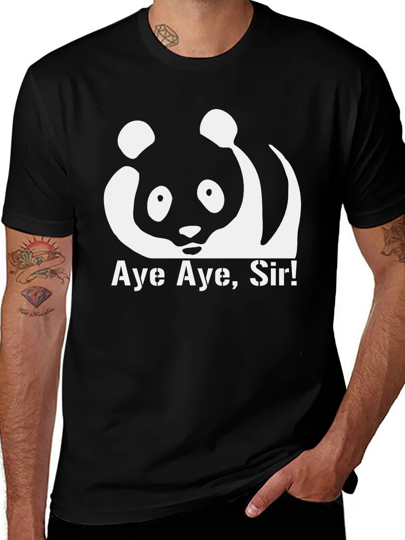 Variant 30 of Aye Aye Sir! Panda Graphic Black T-Shirt