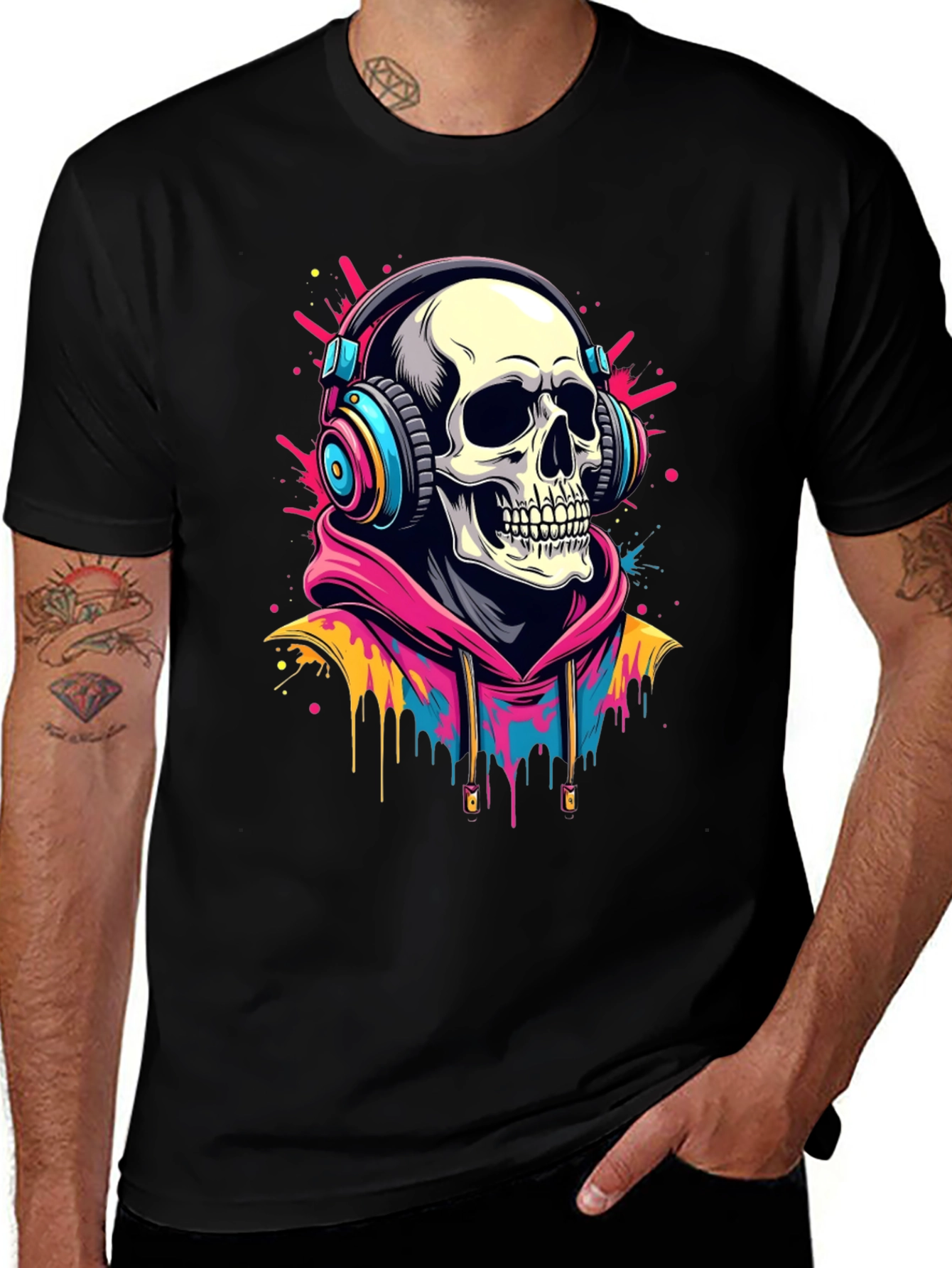 Variant 29 of Skull in Headphones Graphic Tee