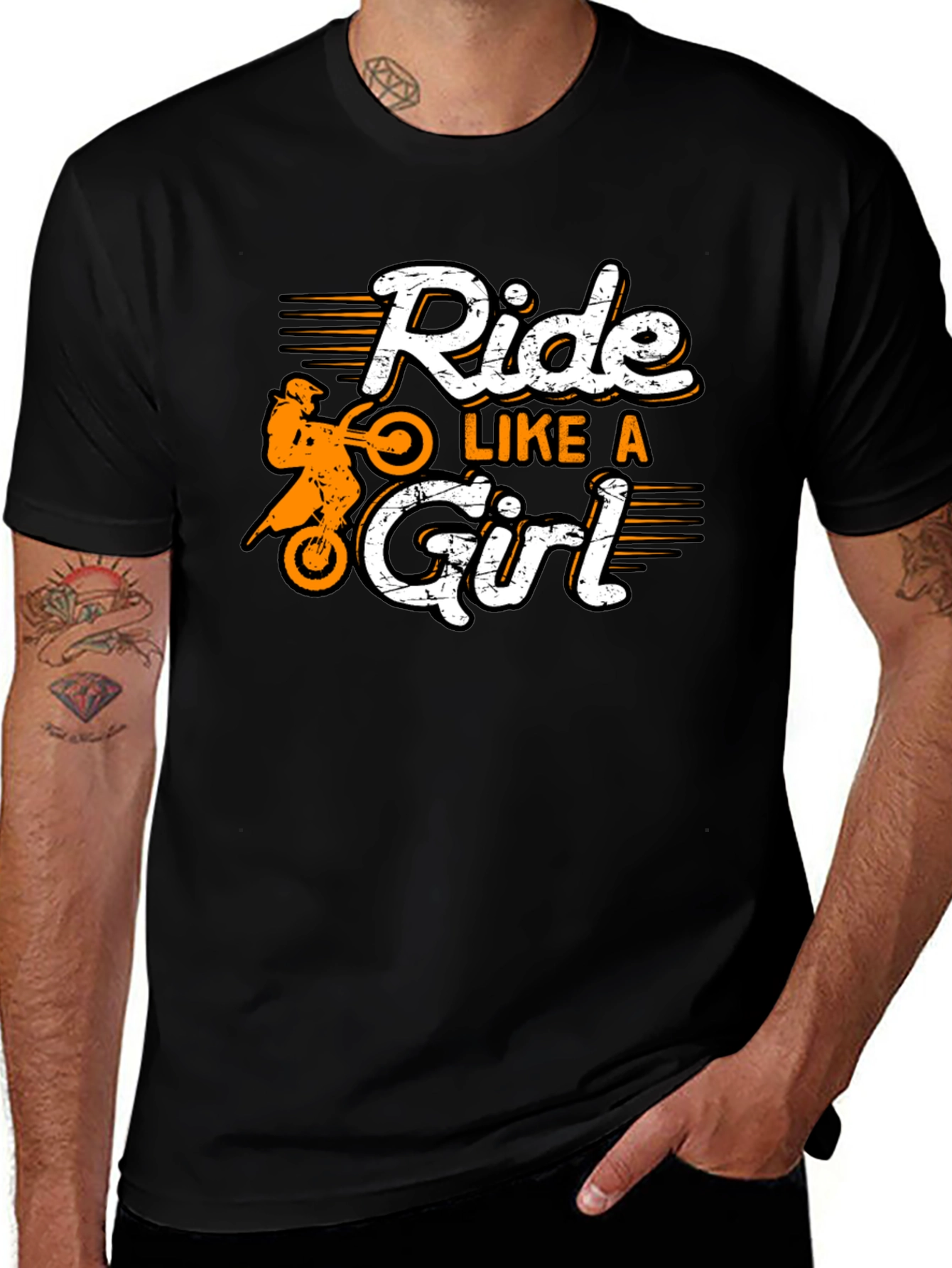 Variant 8 of Ride Like A Girl Black Graphic T-Shirt
