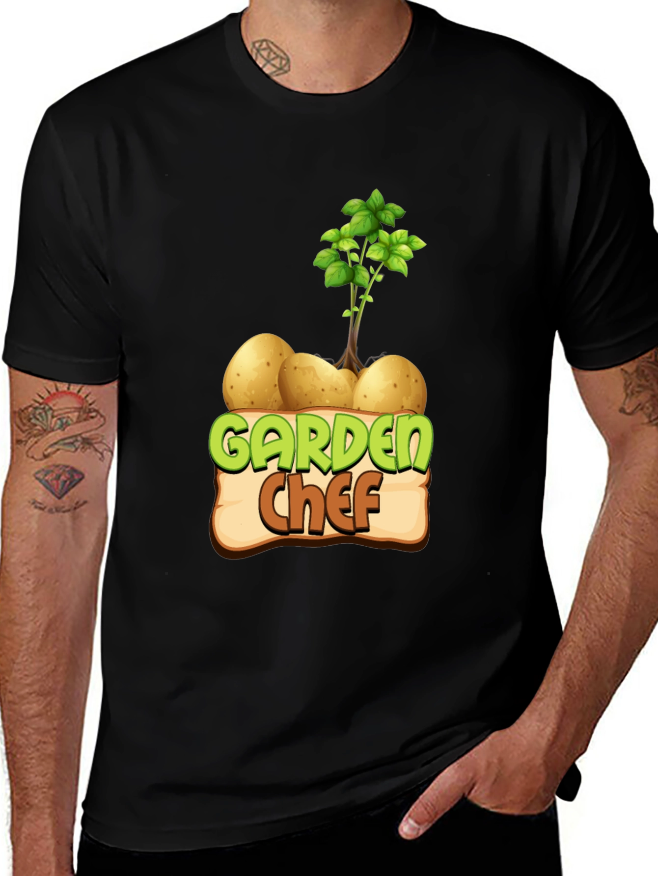 Variant 6 of Garden Chef Black T-Shirt - Potato Design