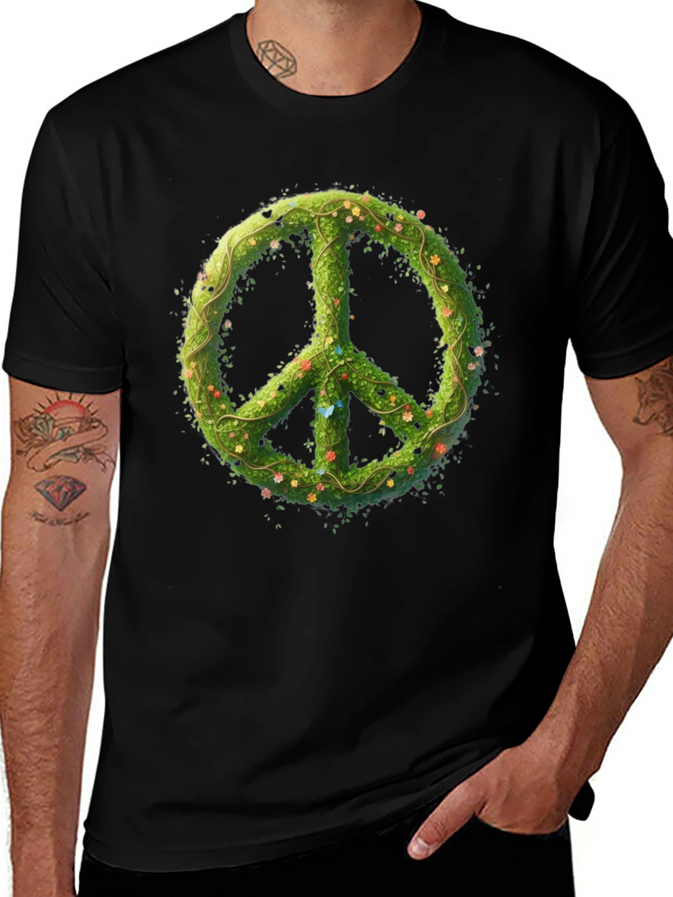 Variant 11 of Nature Peace Sign Black Graphic Tee