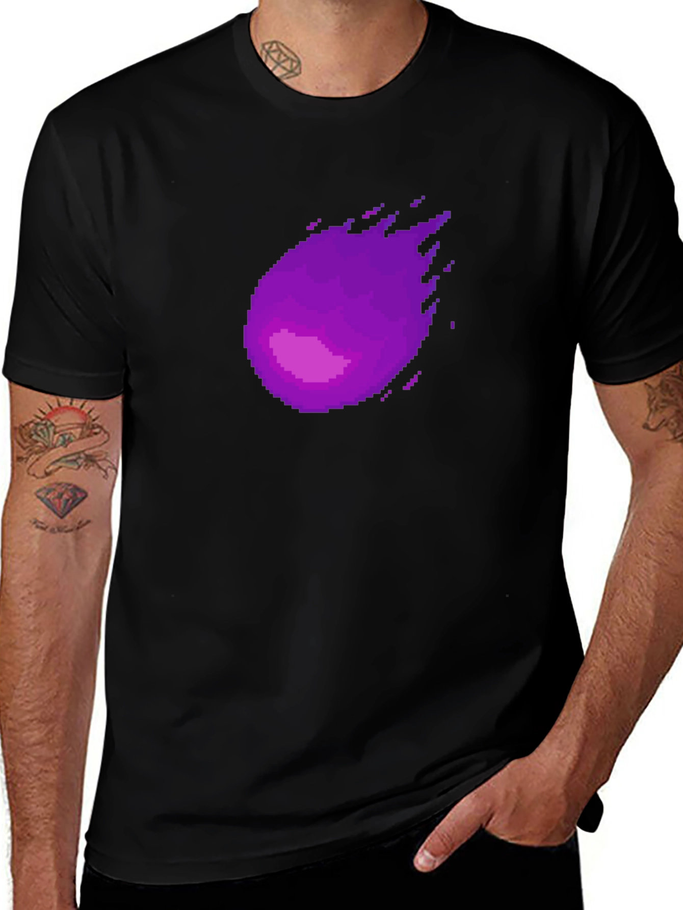 Pixel Purple Comet Graphic T-Shirt