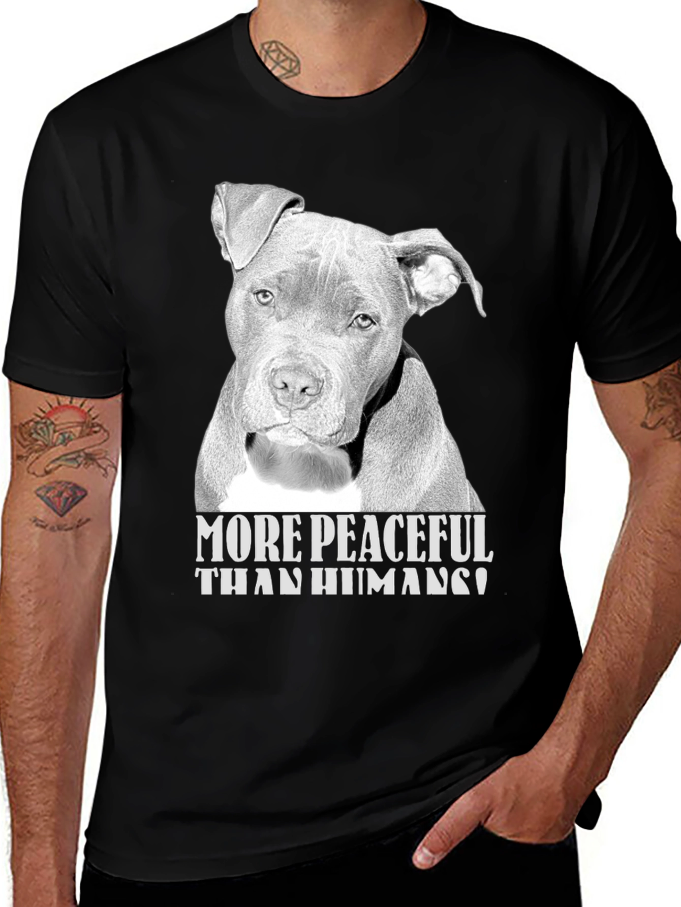 Variant 30 of Peaceful Pitbull Graphic T-Shirt - Menswear