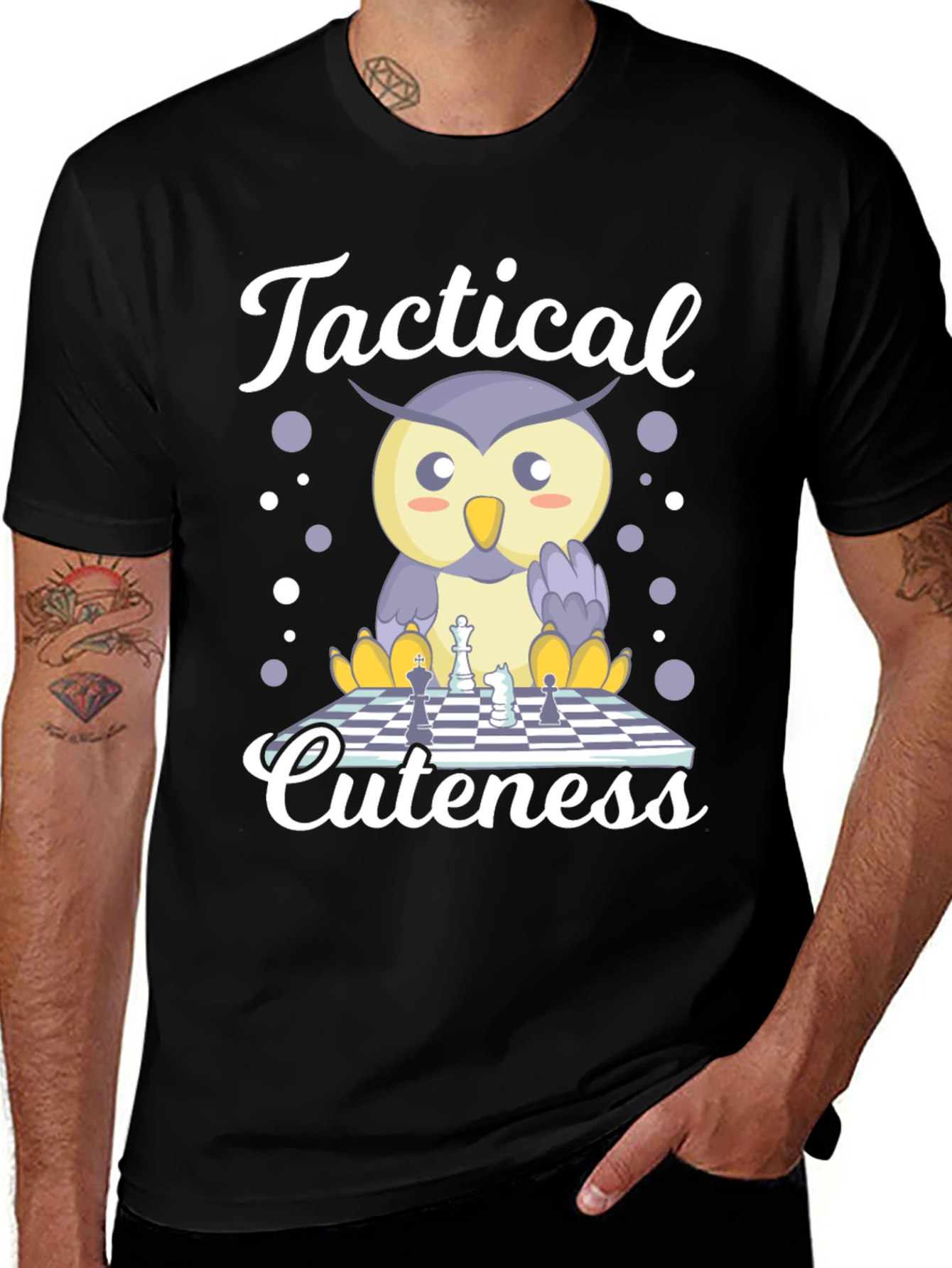 Tactical Cuteness Owl Chess T-Shirt
