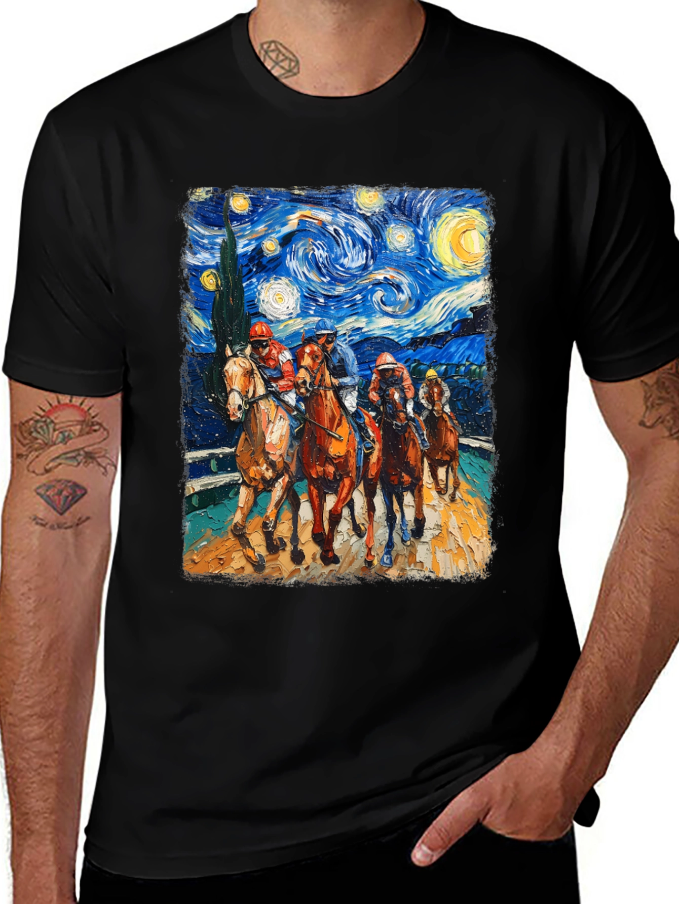 Variant 12 of Starry Night Horse Racing T-Shirt