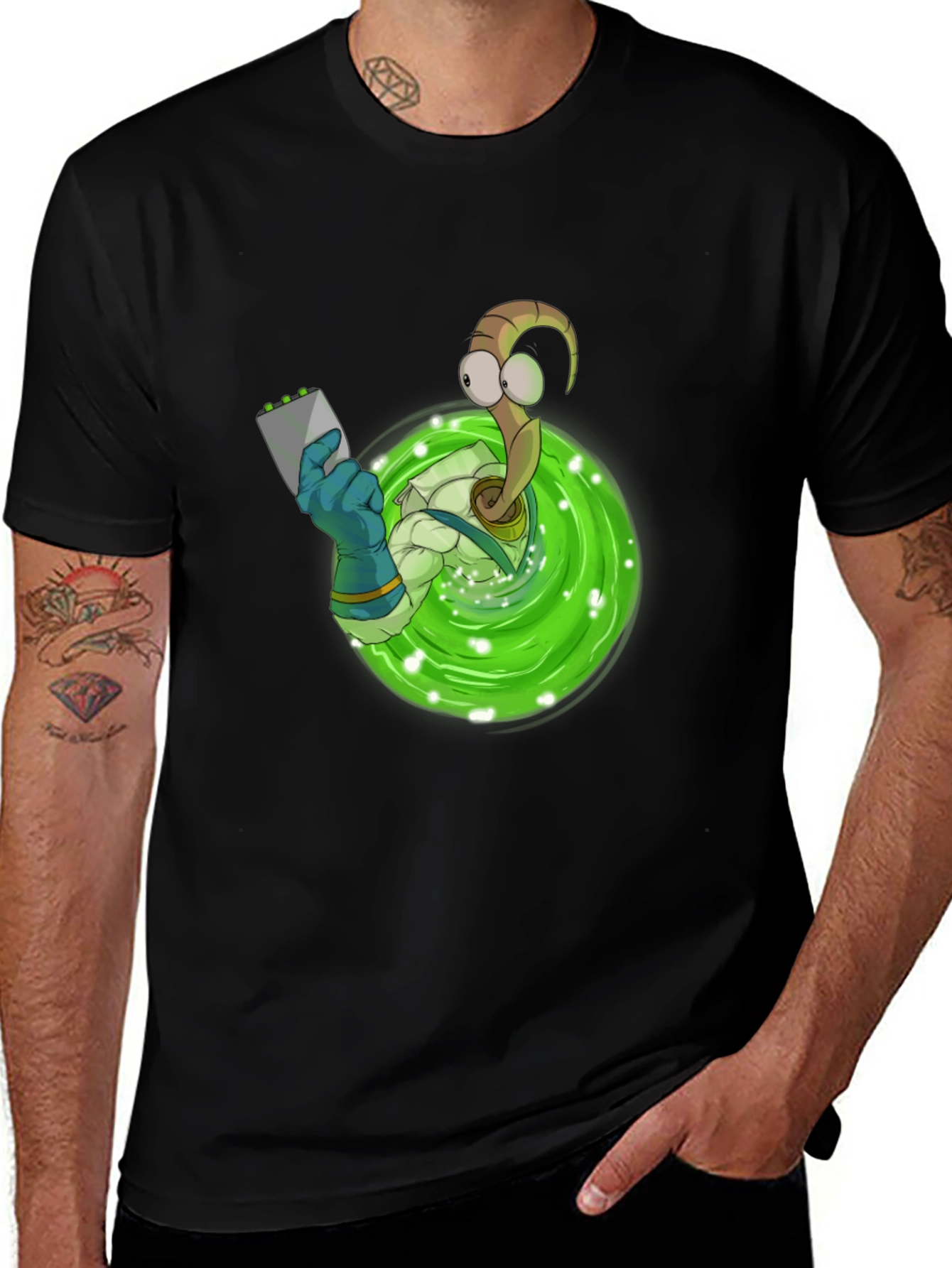 Variant 10 of Earthworm Jim Portal T-Shirt - Black Graphic Tee