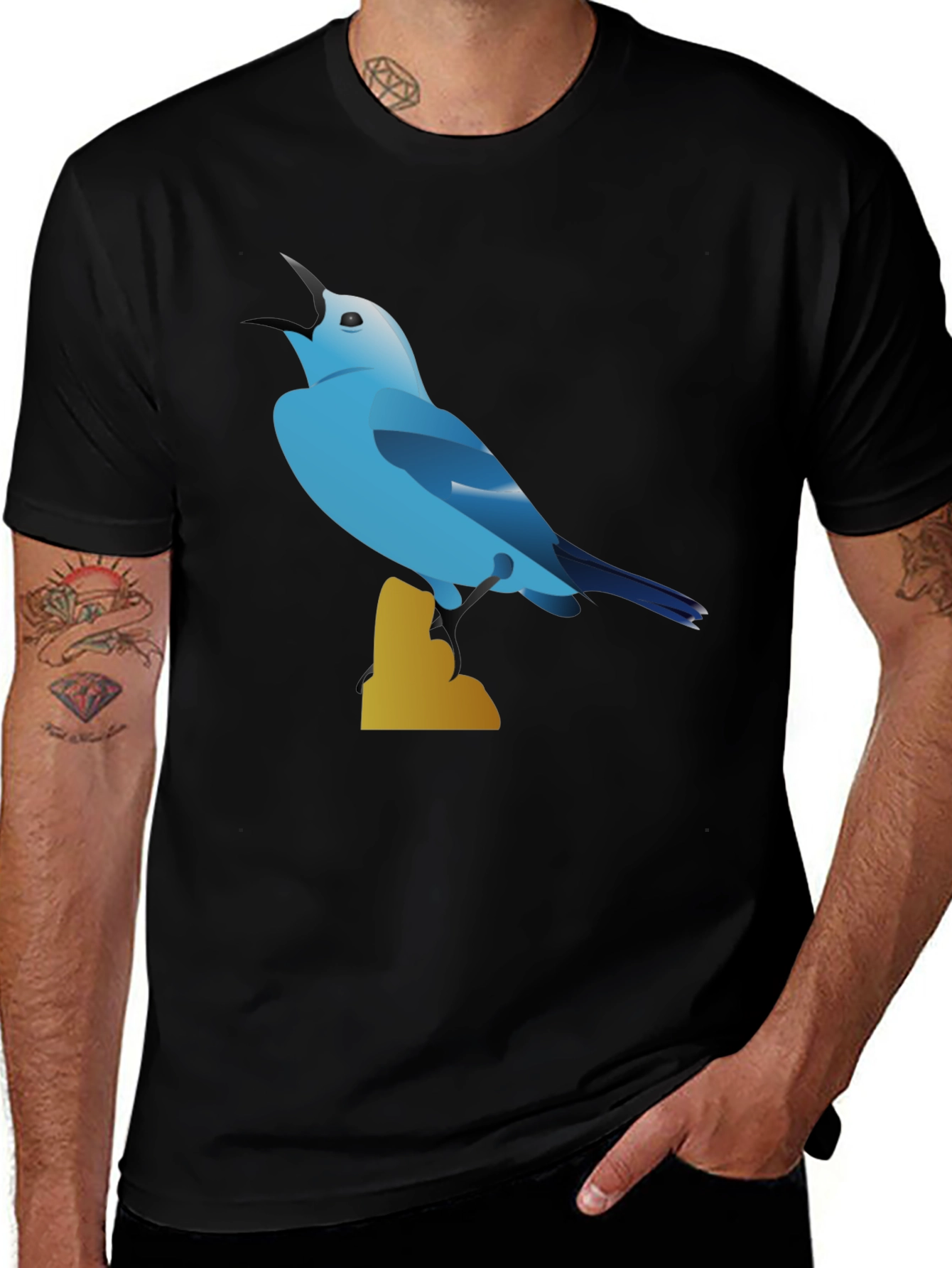 Variant 2 of Blue Bird Graphic Tee - Black Cotton Blend