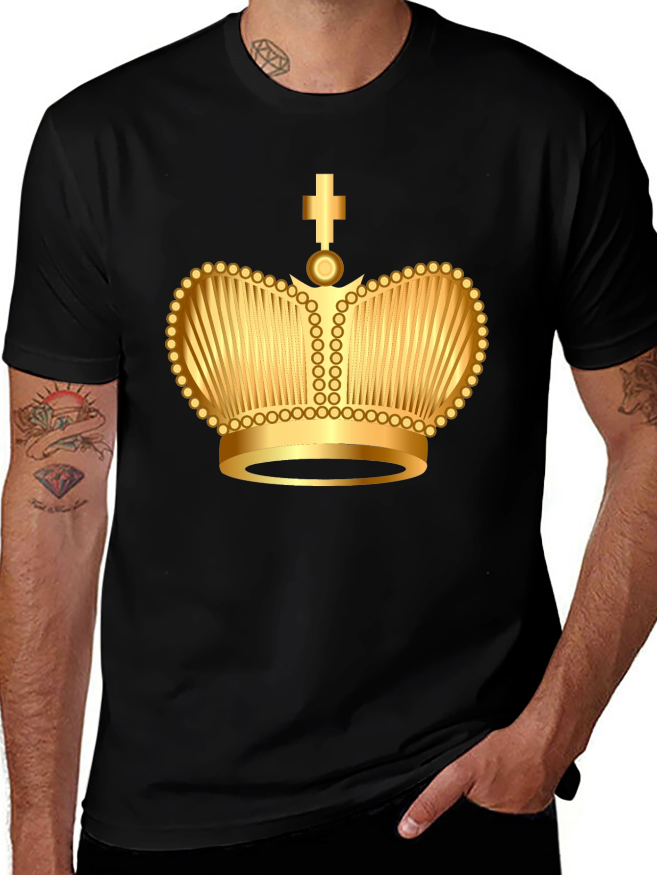Variant 29 of Golden Crown Graphic Black T-Shirt
