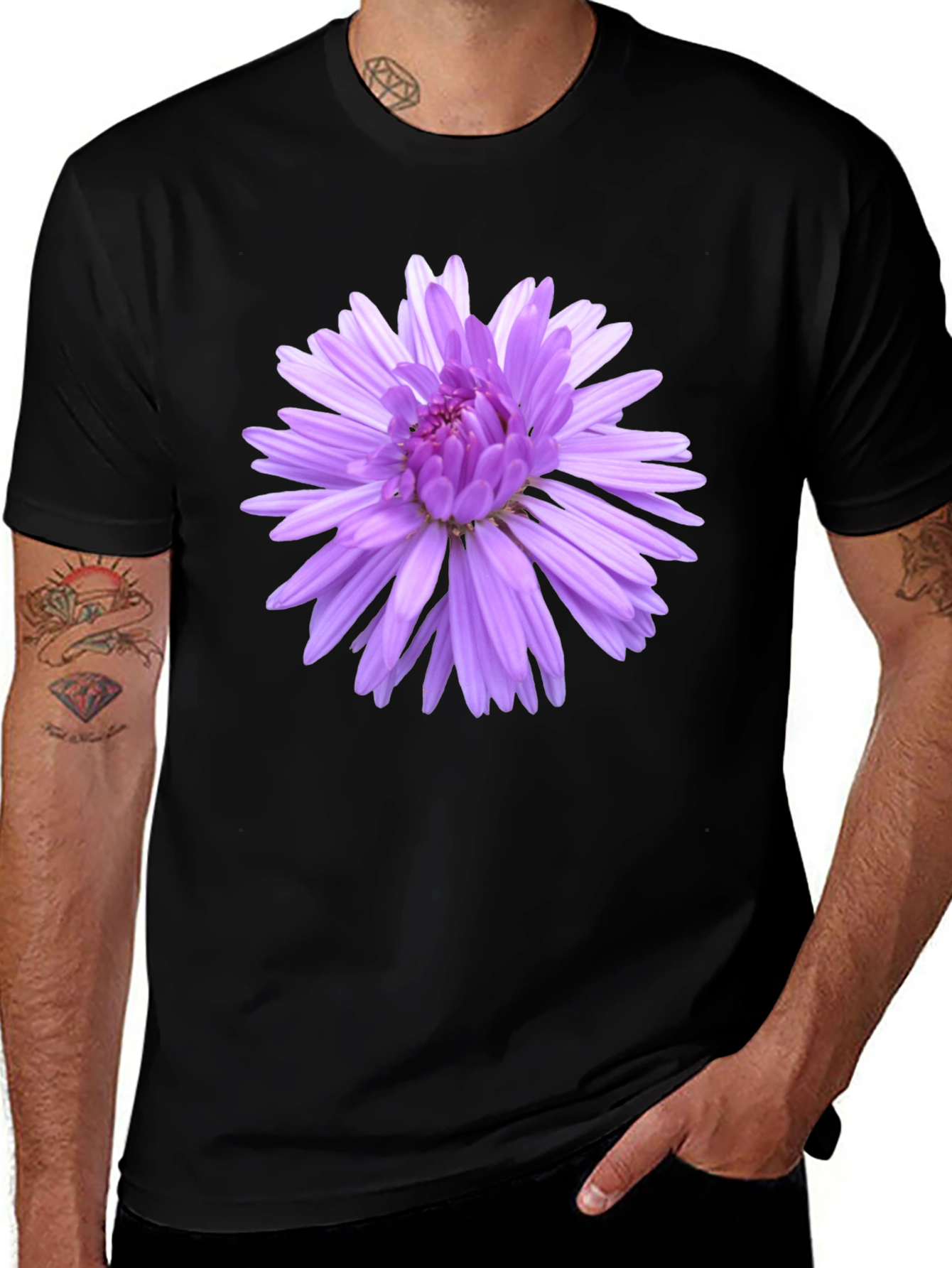 Variant 24 of Floral Print Black T-Shirt
