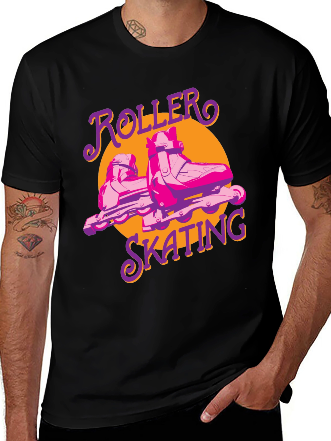Variant 15 of Retro Roller Skating T-Shirt Black