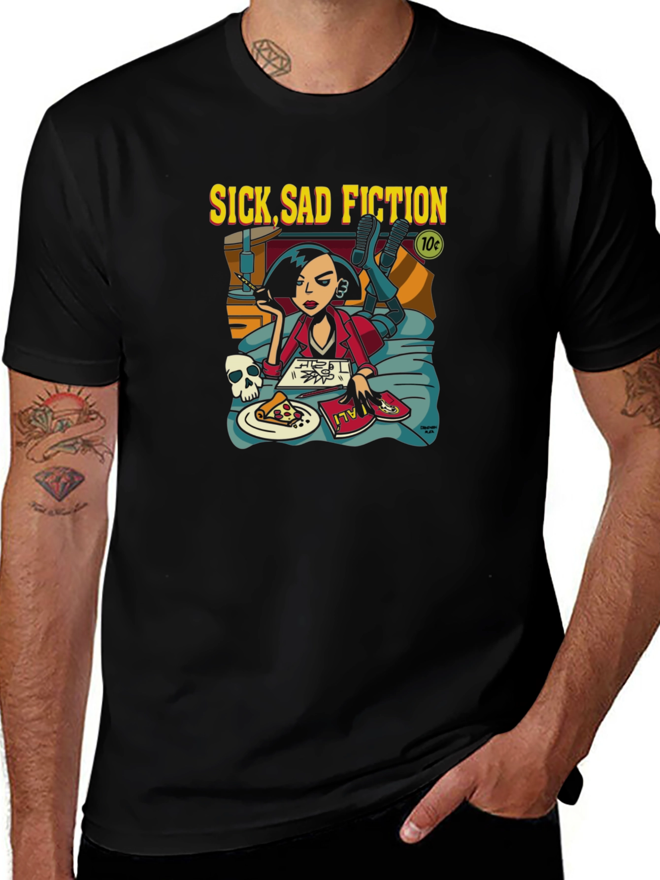 Variant 15 of Sick, Sad Fiction T-Shirt - Black Cotton Tee