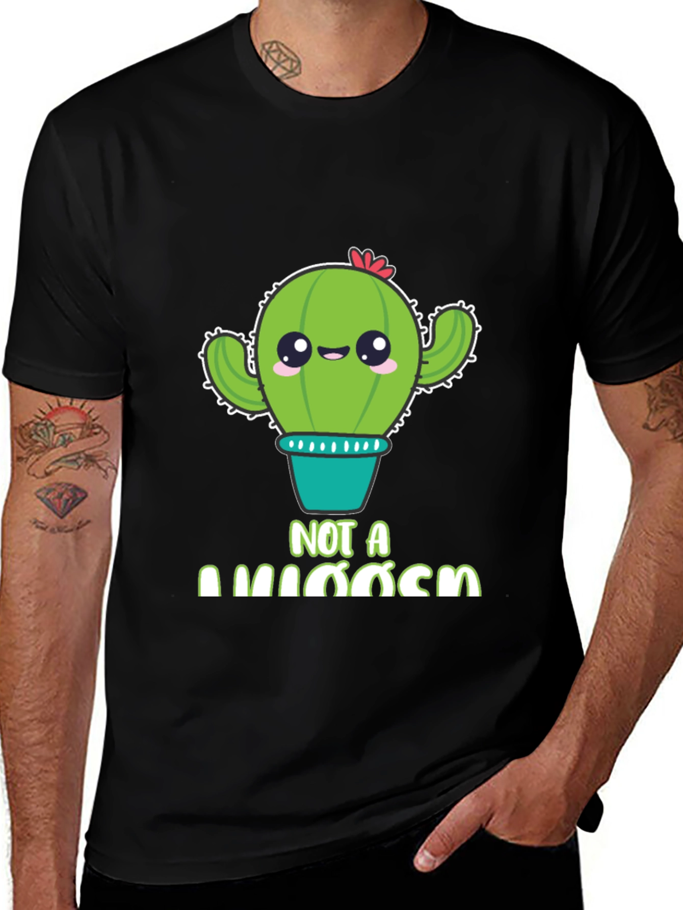 Variant 21 of Cute Cactus Pun T-Shirt - "Not A Hugger" Graphic Tee