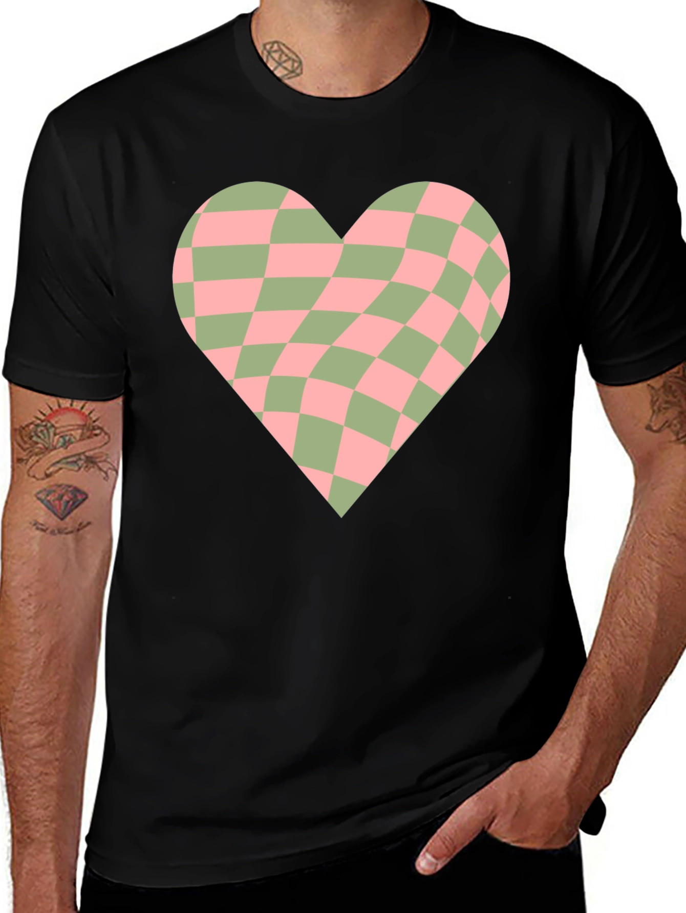 Variant 18 of Retro Checkerboard Heart Graphic Tee