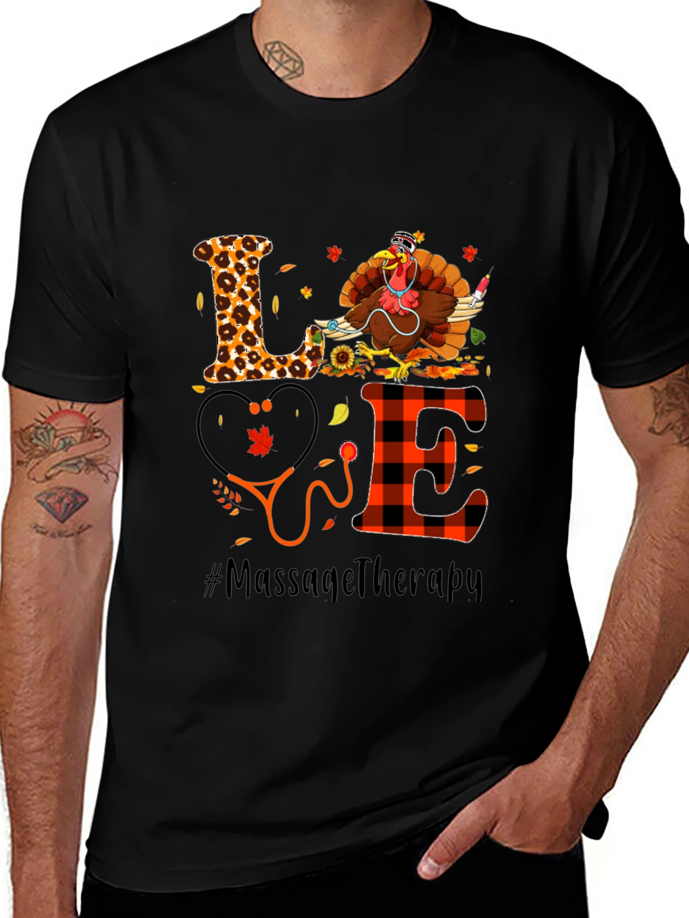 Variant 10 of Massage Therapy Turkey Love Graphic Tee