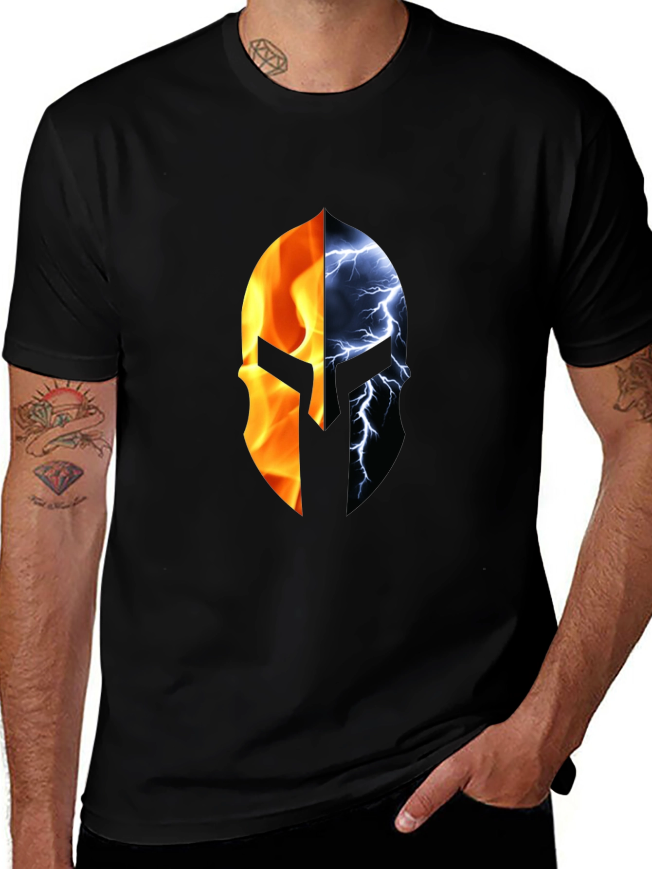 Variant 27 of Fire and Ice Spartan Helmet Graphic Tee