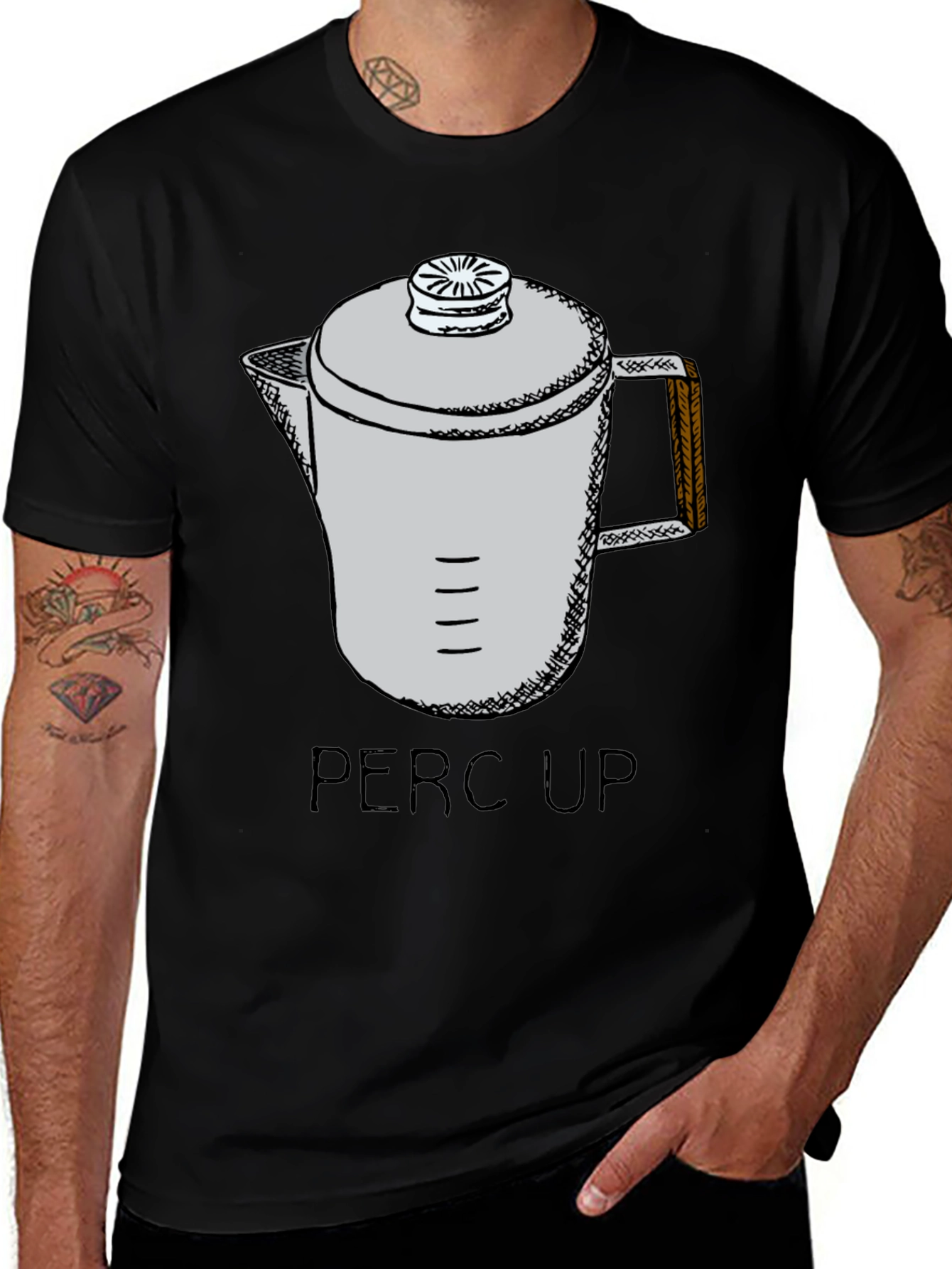 Variant 2 of Perc Up Coffee Lover T-Shirt - Black Cotton Tee