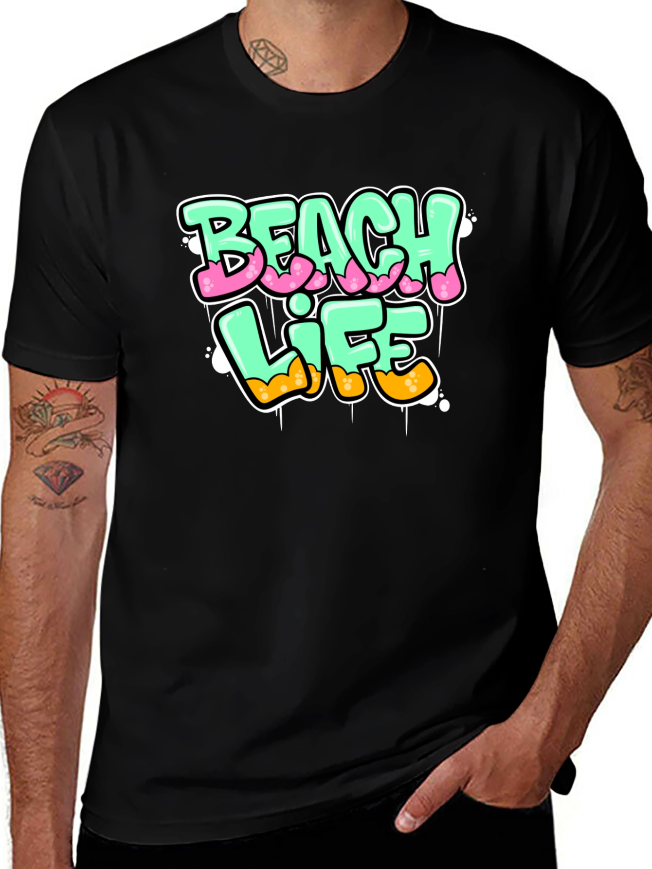 Variant 28 of Beach Life Graphic Print Black T-Shirt