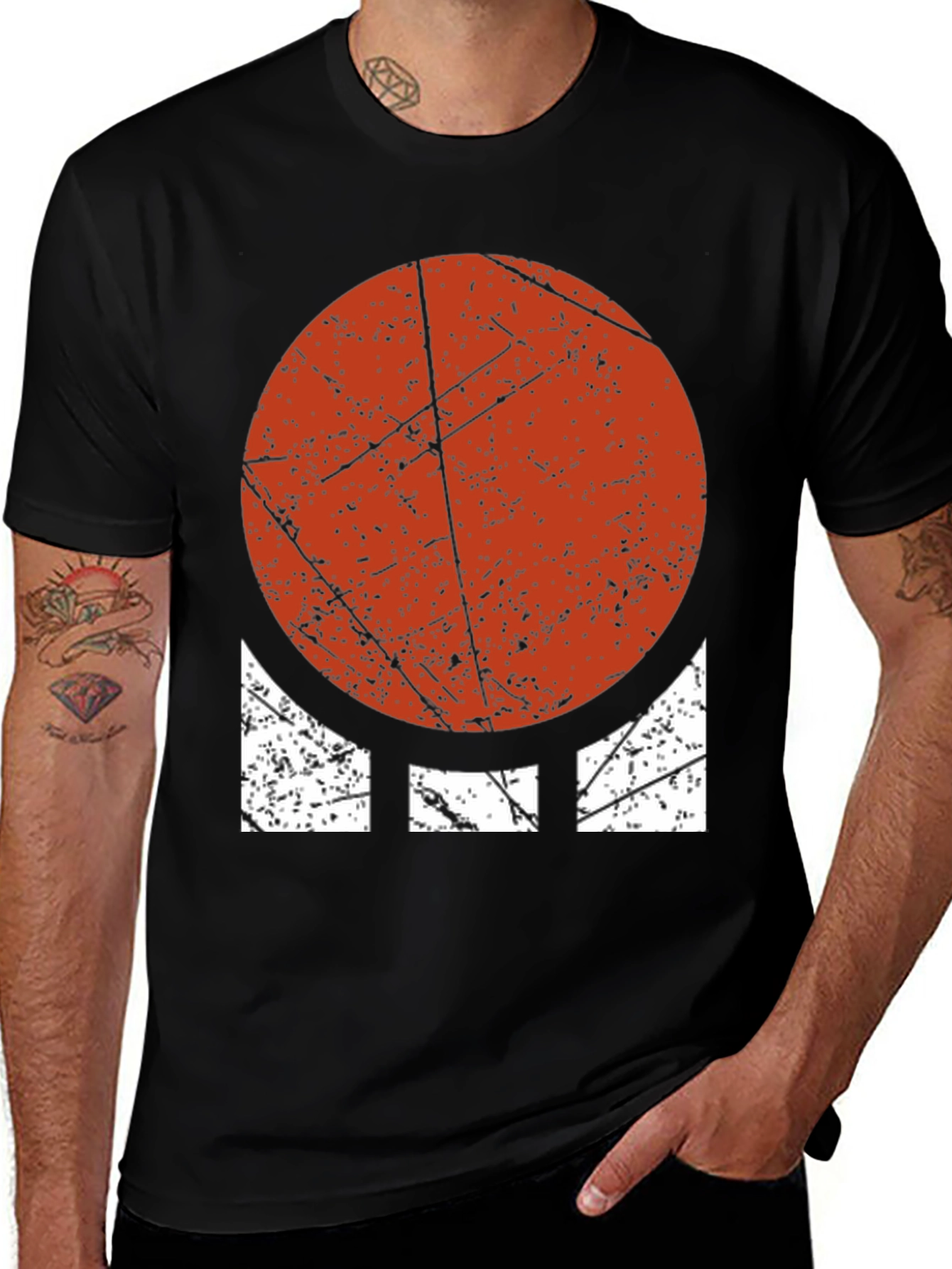Variant 13 of Distressed Geometric Graphic Tee - Bold Circle Design