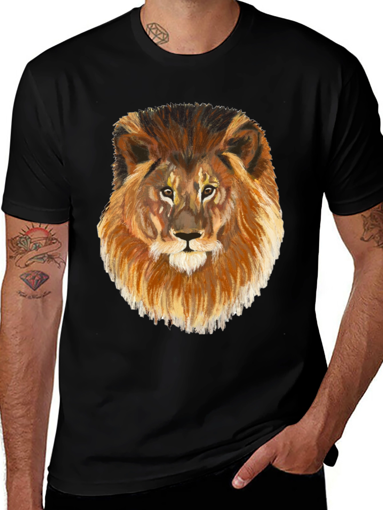 Variant 27 of Lion Graphic Tee - Black Cotton Blend