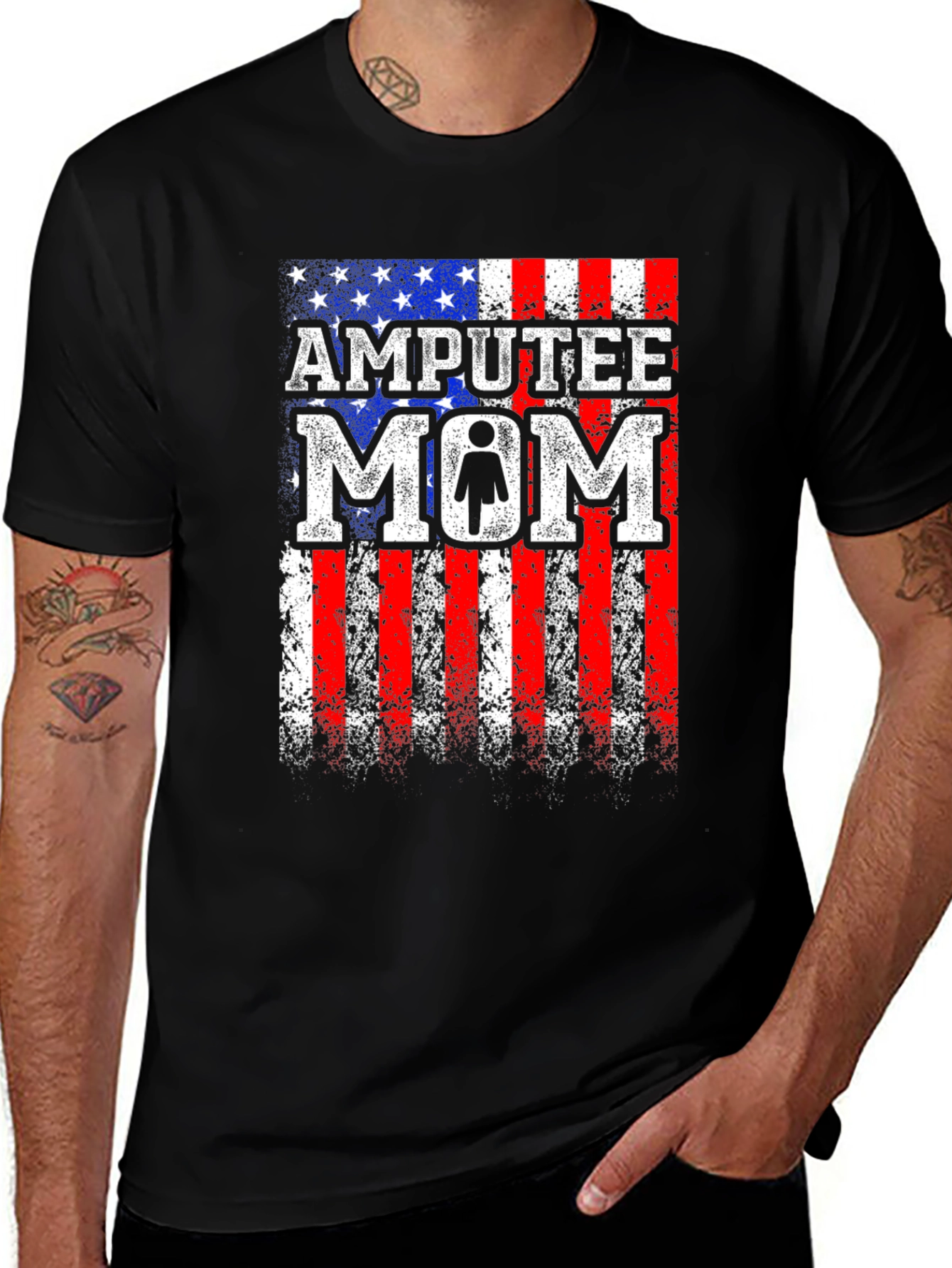 Variant 26 of Amputee Mom Patriotic USA Flag T-Shirt