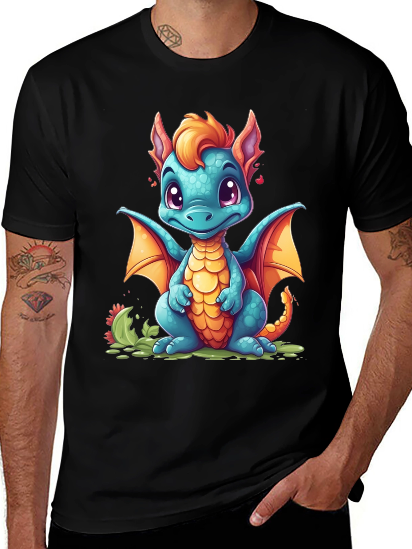 Variant 21 of Cute Cartoon Dragon Graphic T-Shirt