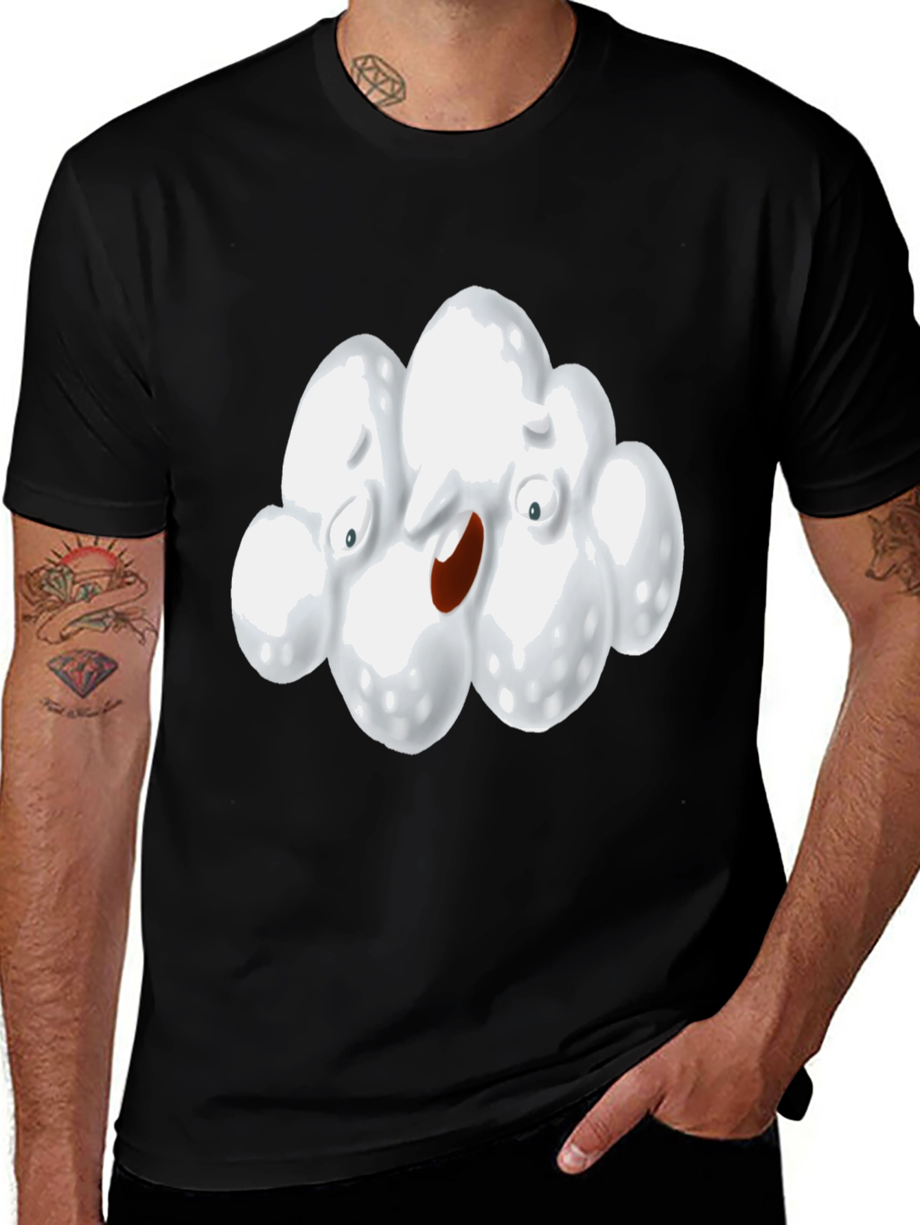 Variant 21 of Cartoon Popcorn Graphic Tee - Men's Black T-Shirt