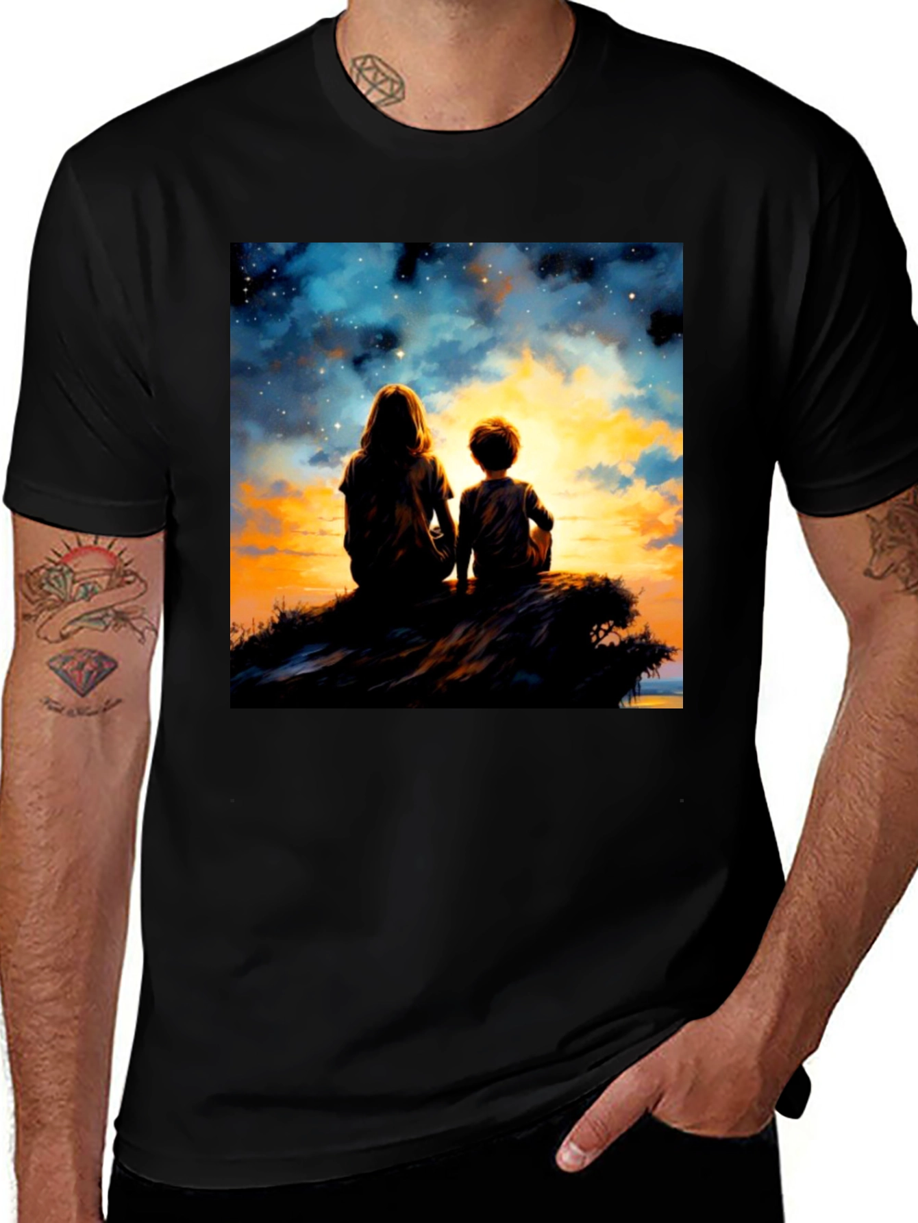 Variant 25 of Sunset Dreams Graphic Tee - Unisex Black T-Shirt