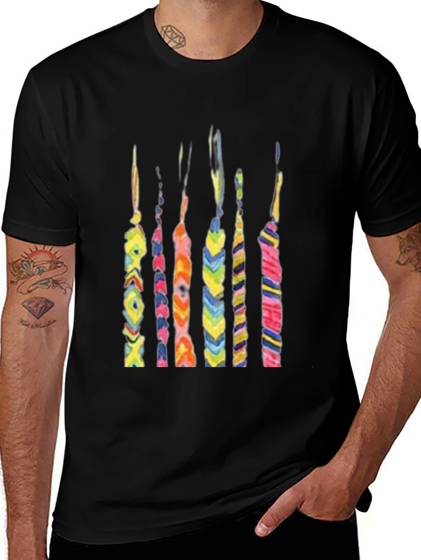 Variant 7 of Abstract Colorful Friendship Bracelet Design T-Shirt