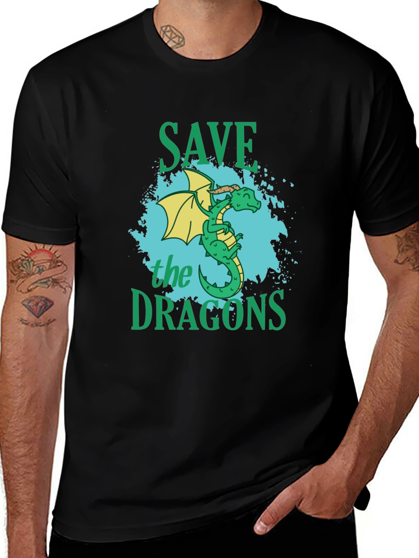 Variant 27 of Save the Dragons Graphic T-Shirt - Black