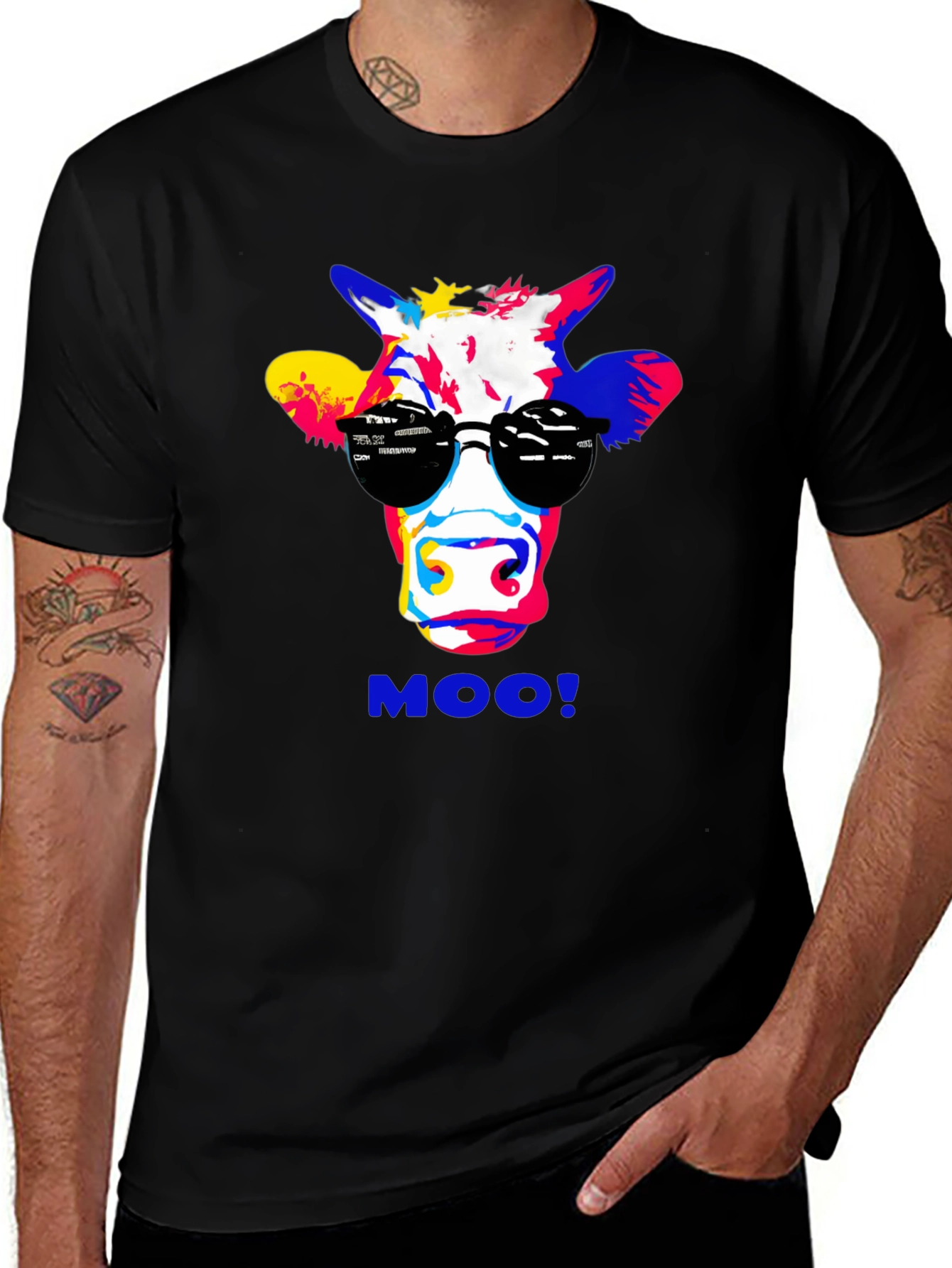 Variant 13 of Cool Cow Graphic Tee - Funky Animal Print T-Shirt