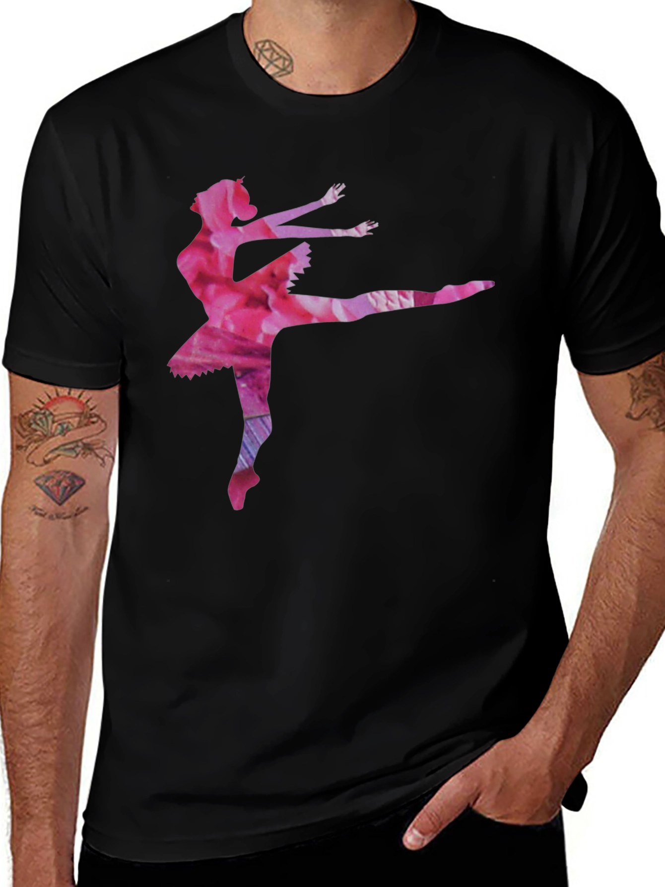 Variant 16 of Ballerina Dance Graphic Print Tee - Black Cotton Blend