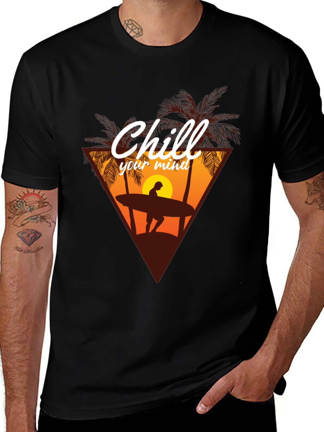 Variant 30 of Chill Your Mind Graphic T-Shirt - Surfer Design