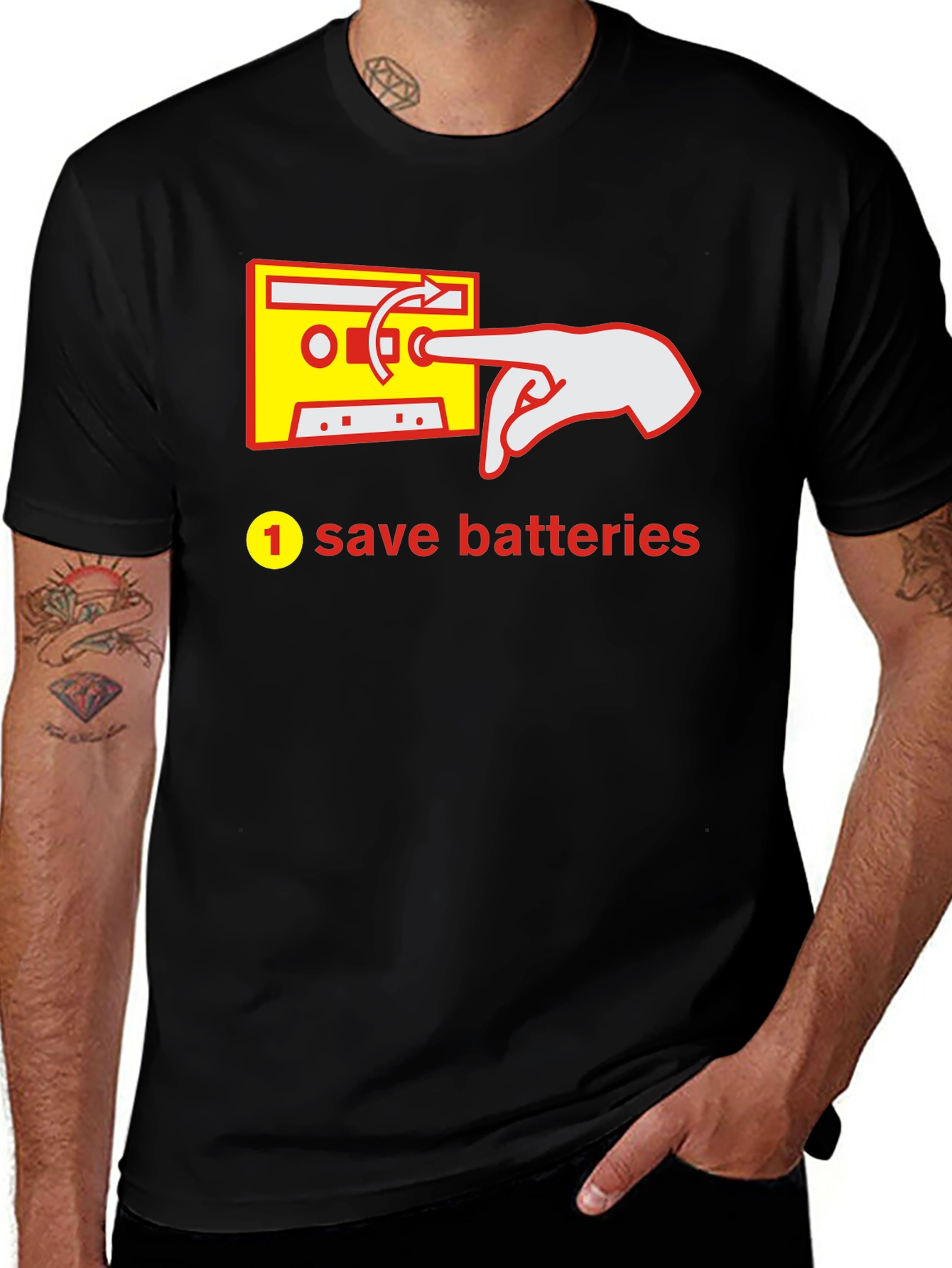 Variant 13 of Save Batteries T-Shirt - Retro Cassette Design