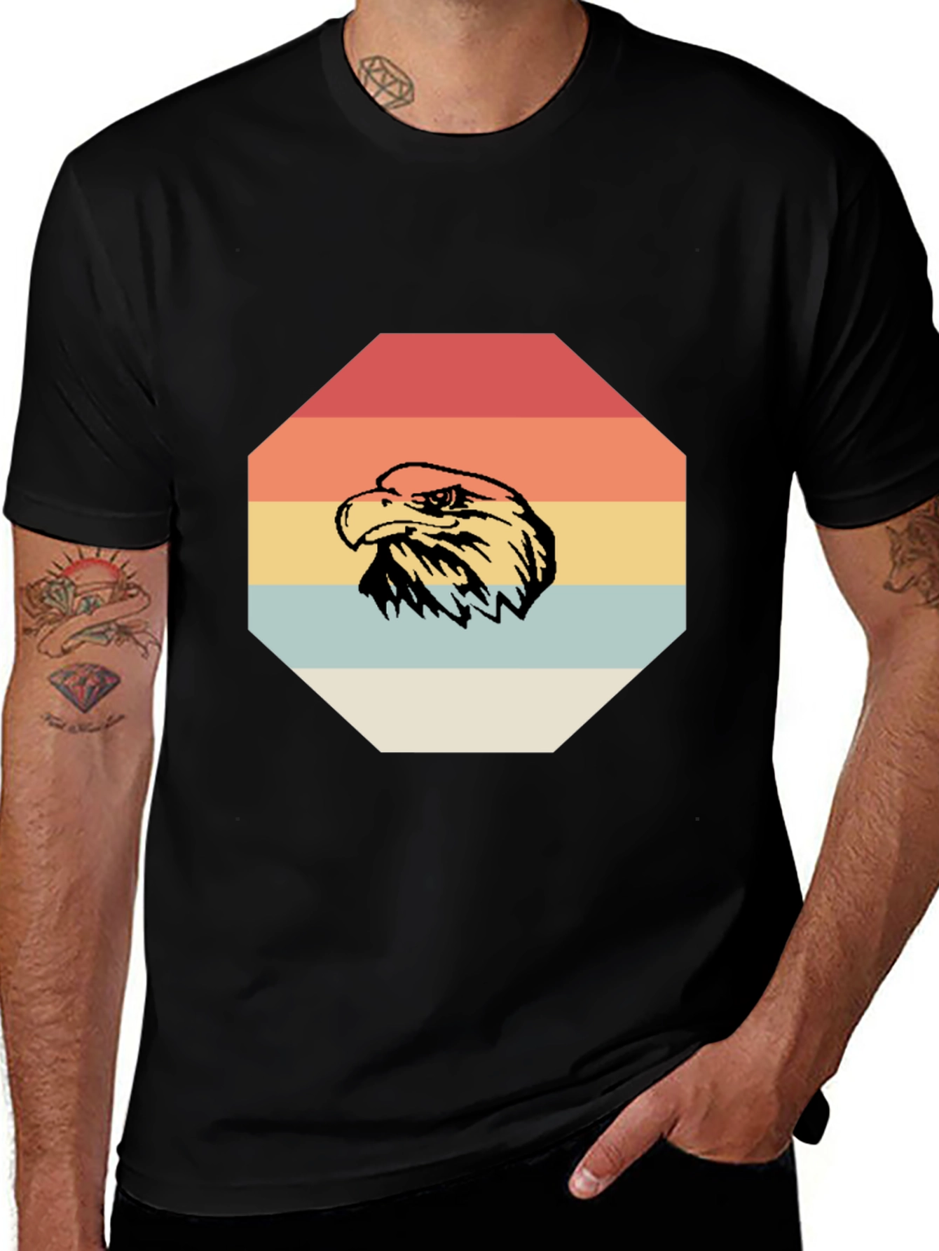 Variant 3 of Retro Eagle Graphic Tee - Men's Black T-Shirt