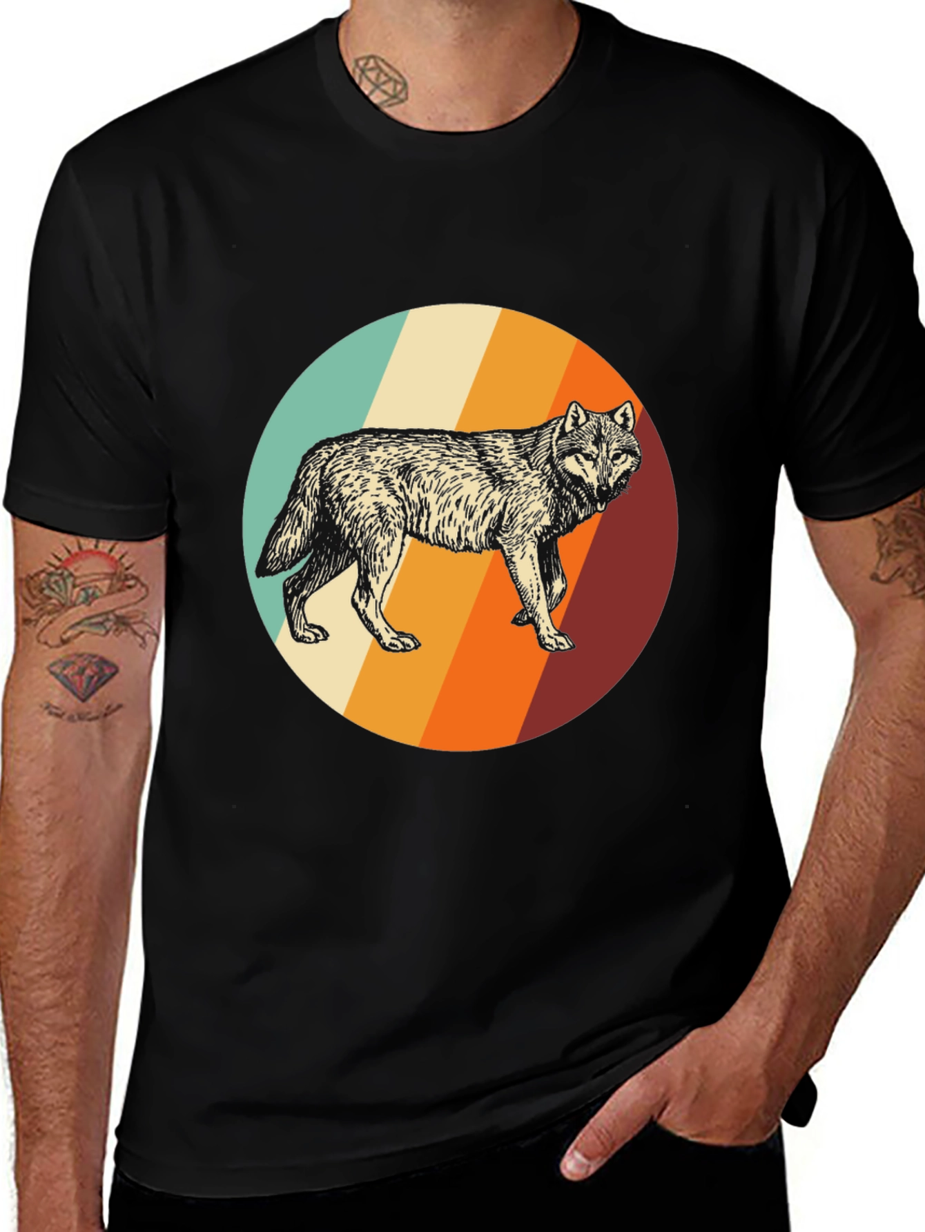 Variant 29 of Retro Wolf Graphic T-Shirt