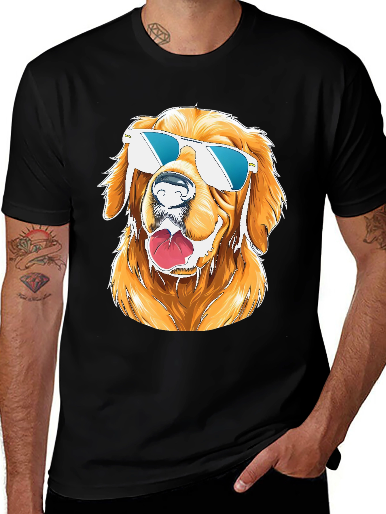 Variant 30 of Cool Dog Graphic T-Shirt - Golden Retriever Sunglasses Tee