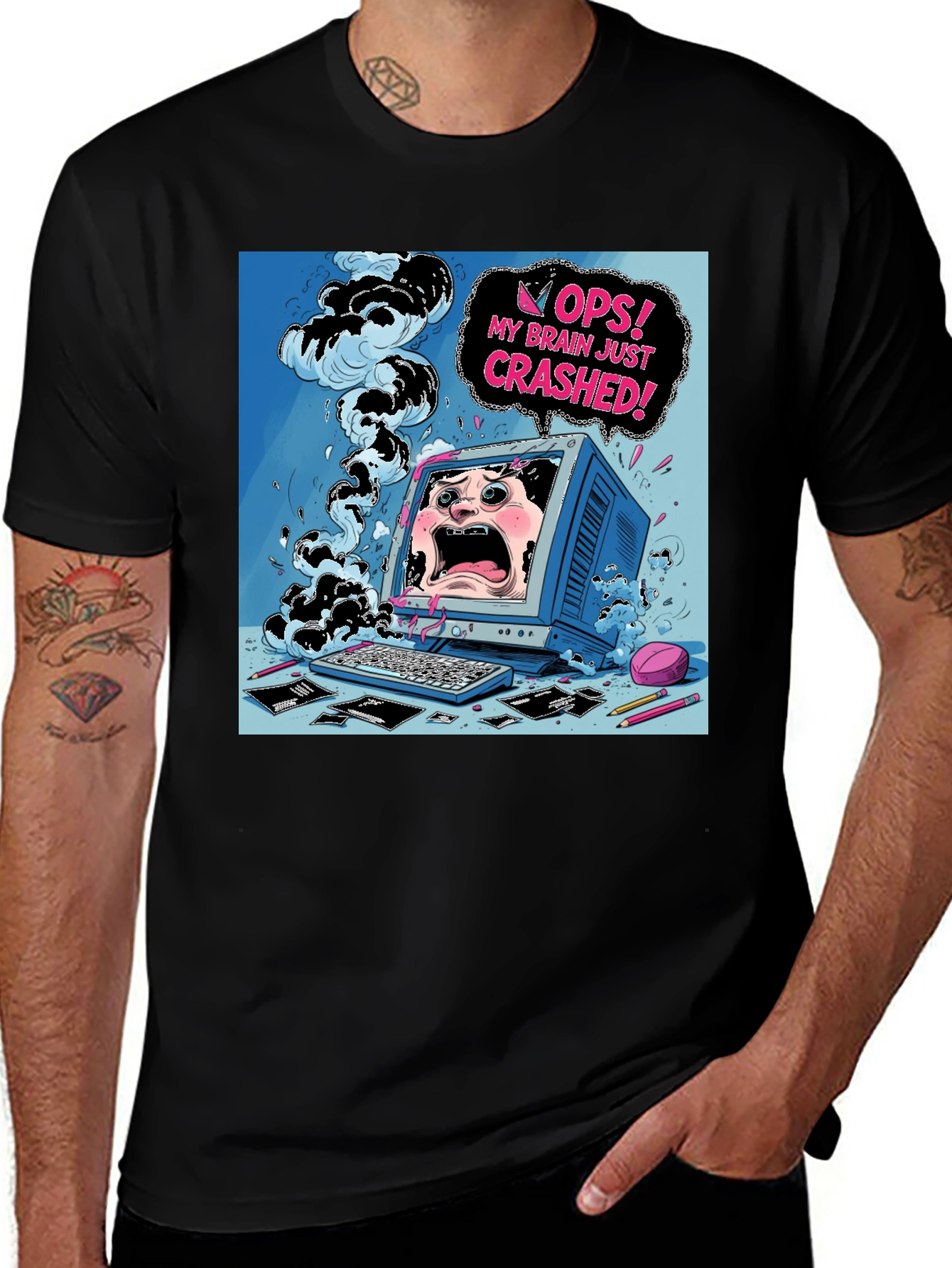 Variant 18 of Crashed Brain T-Shirt - Funny Graphic Tee for Geeks