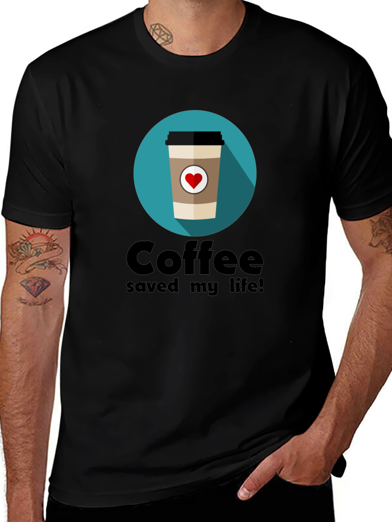 Variant 15 of Coffee Saved My Life T-Shirt - Black Graphic Tee