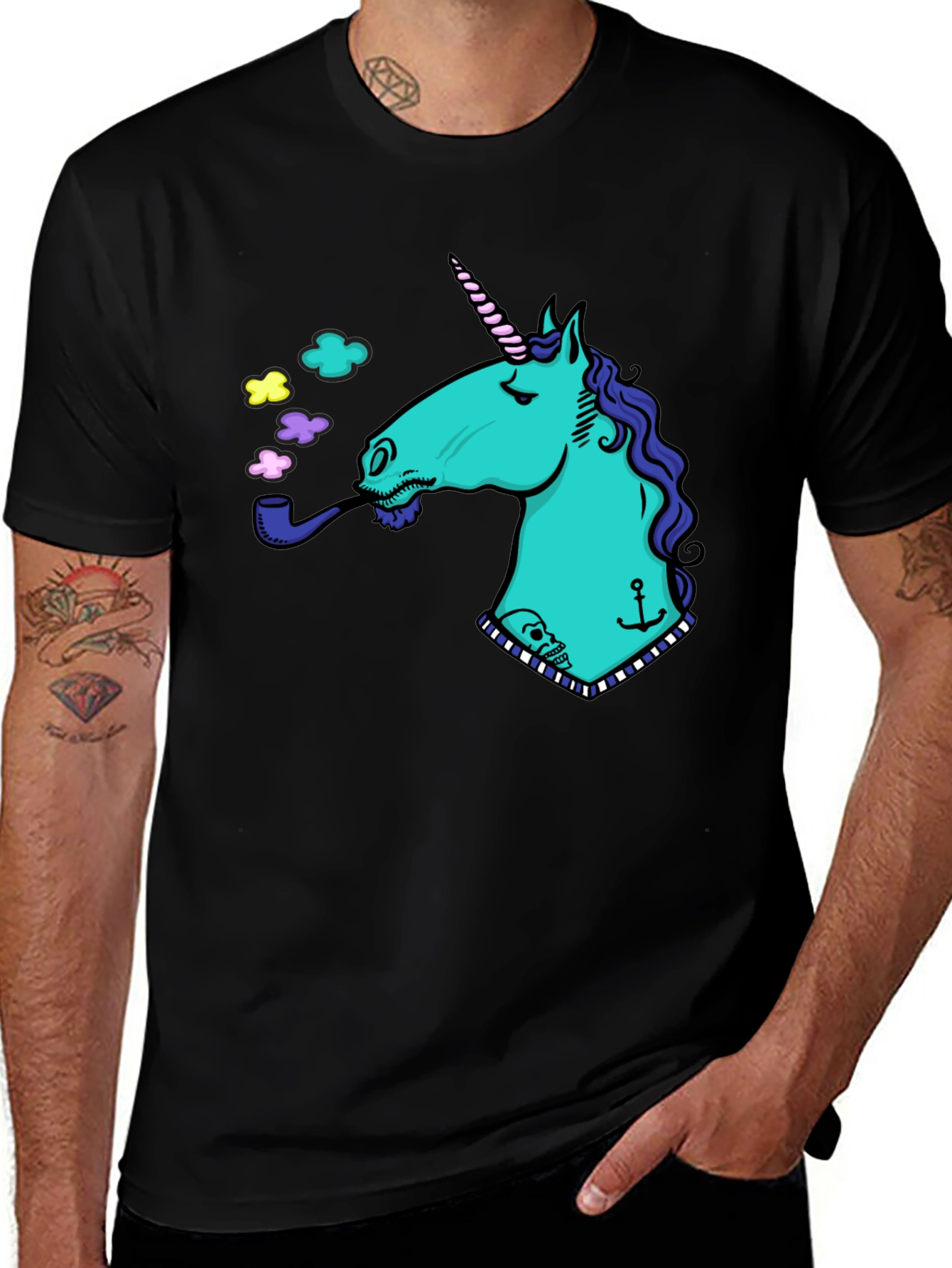 Variant 5 of Unicorn Smoking Pipe Graphic T-Shirt