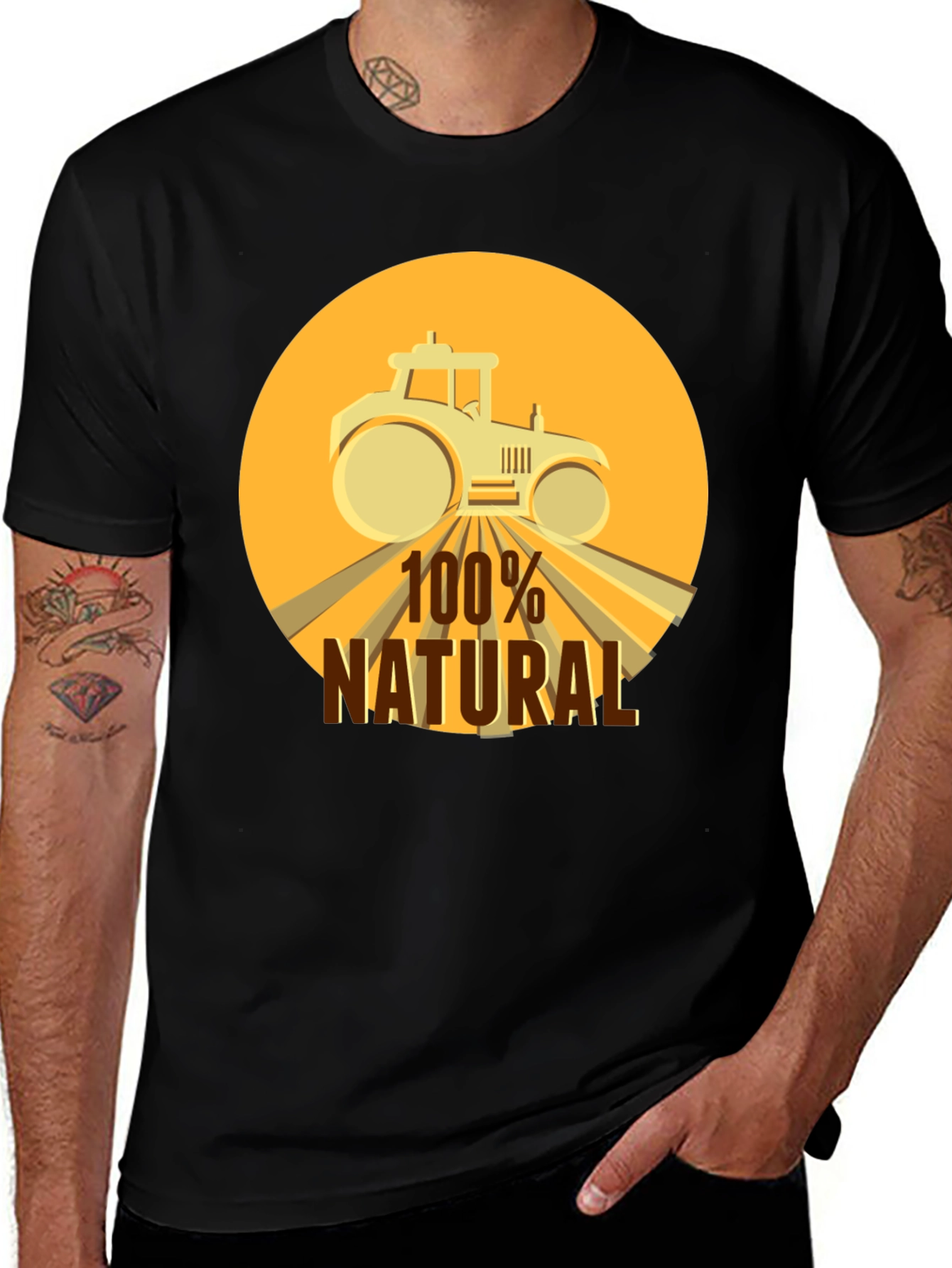 Variant 27 of 100% Natural Tractor Graphic Tee - Black Cotton Blend