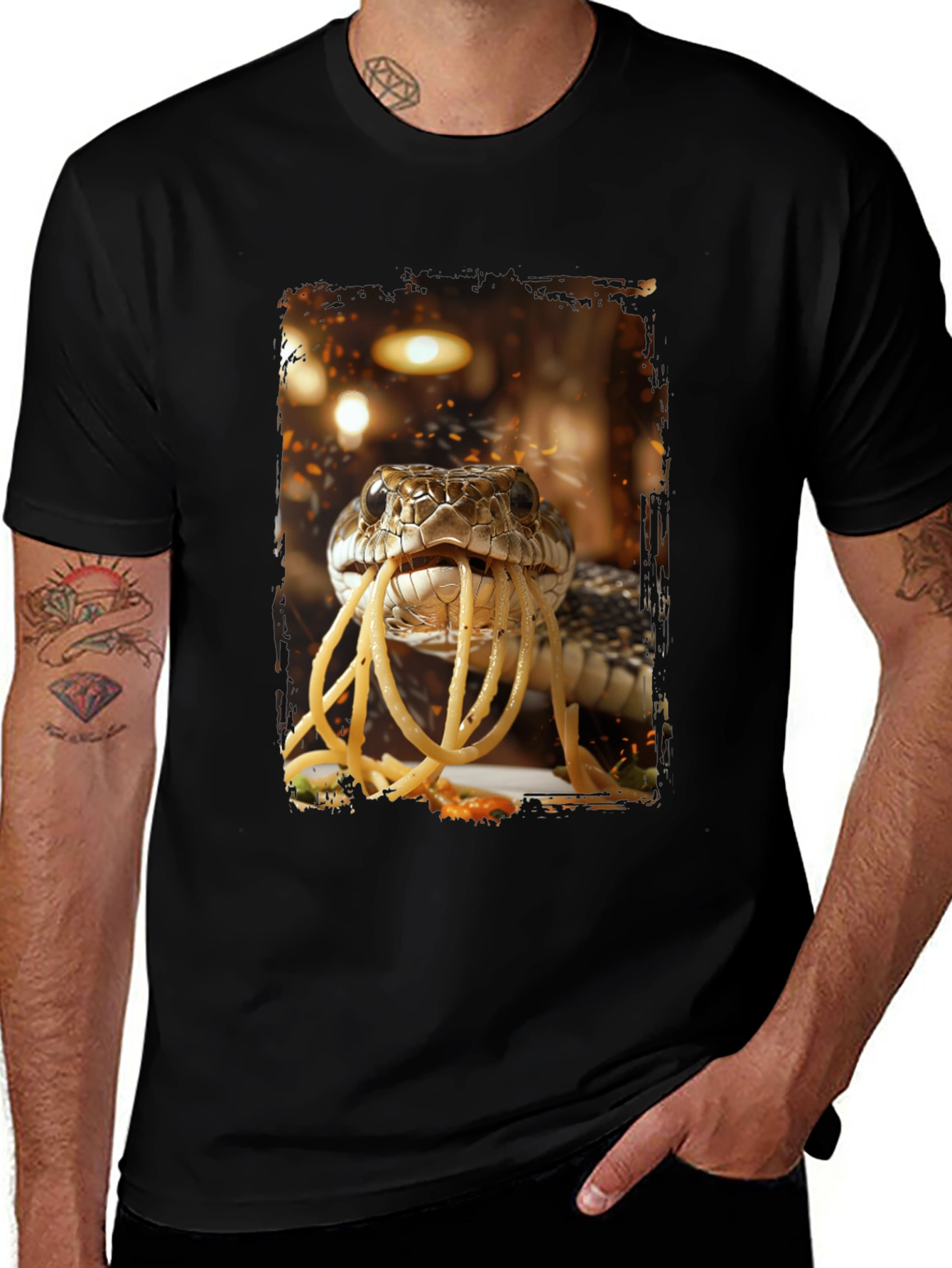 Black Snake Eating Spaghetti Graphic Tee main image