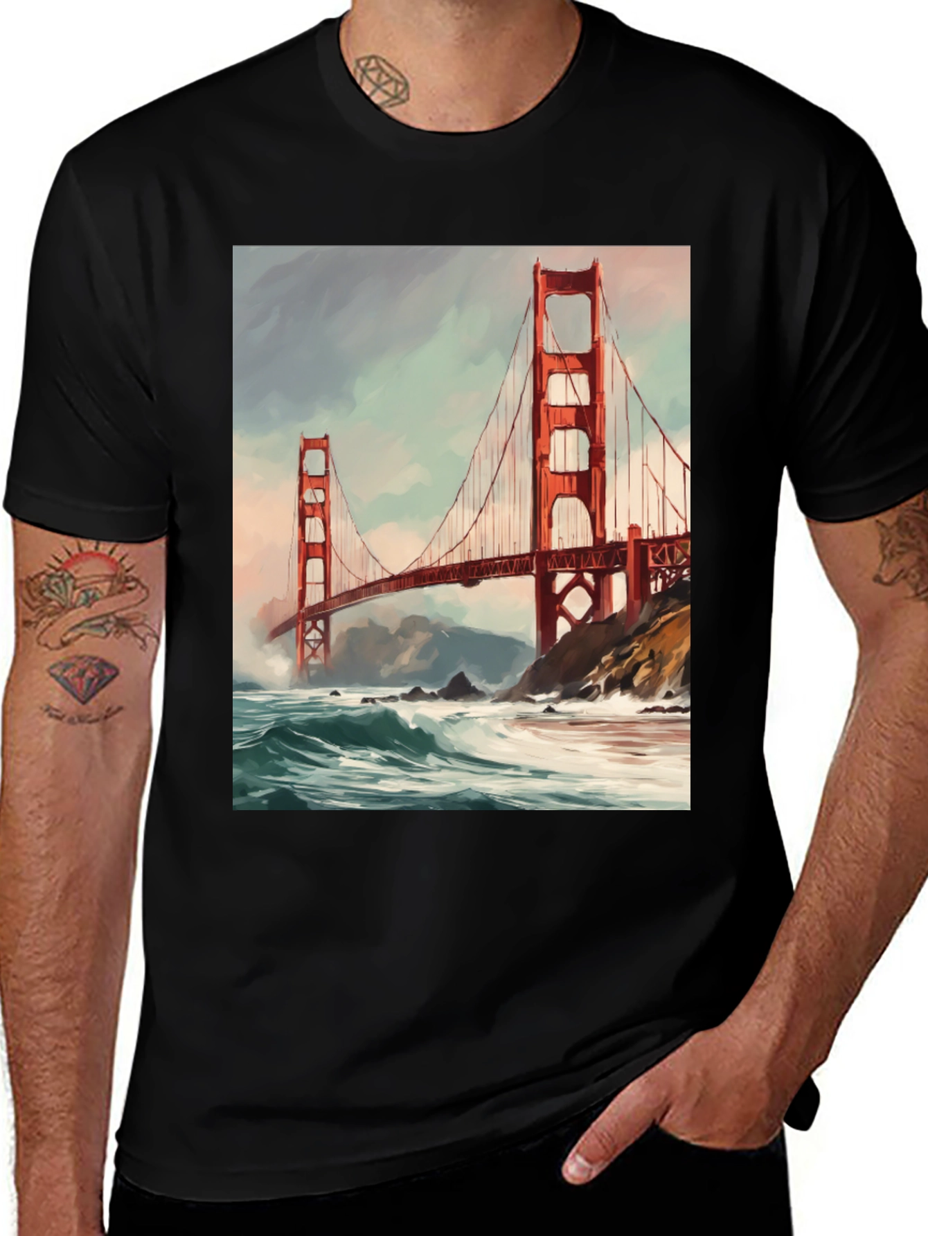 Variant 22 of Golden Gate Bridge Black T-Shirt