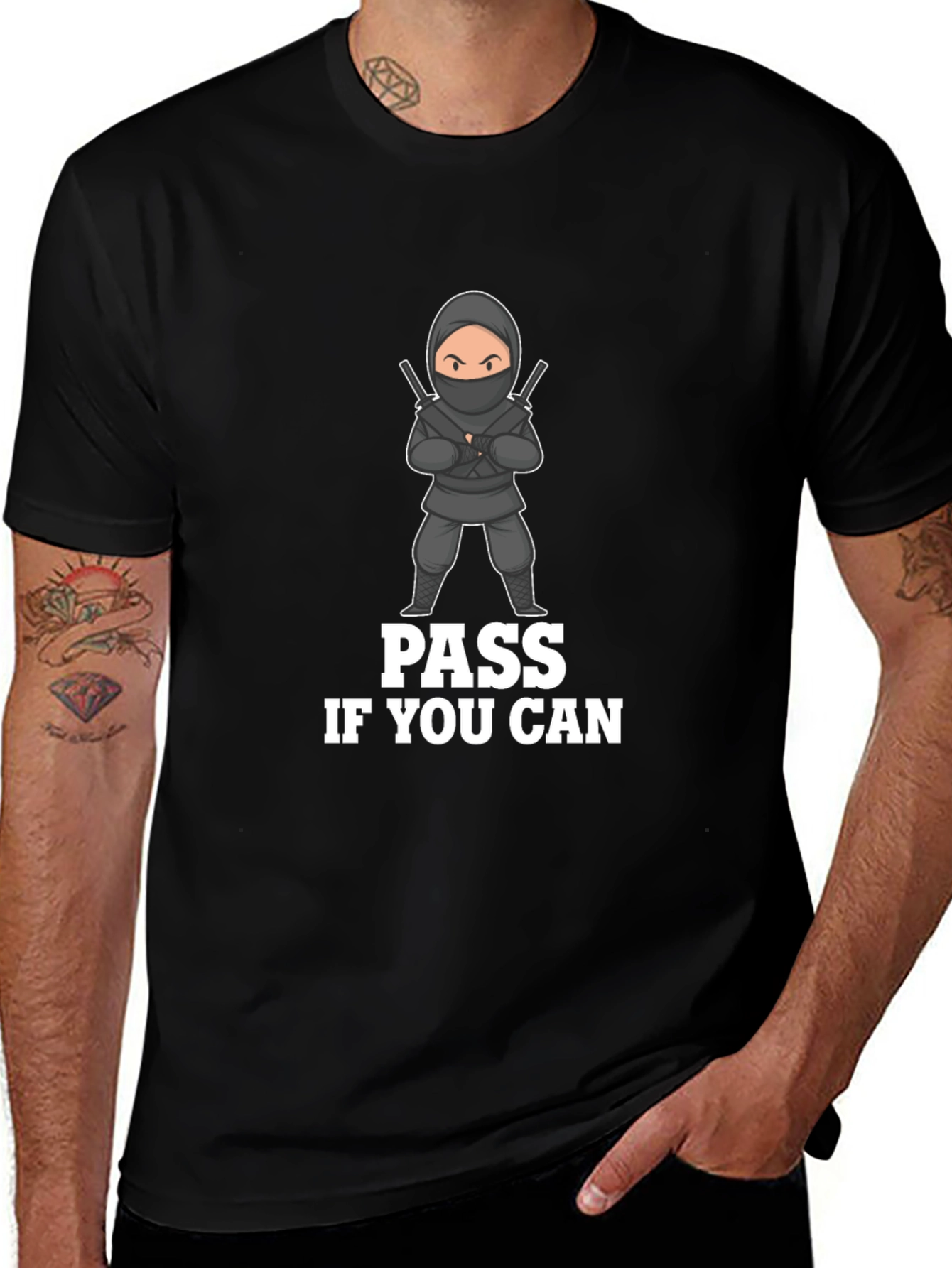 Variant 24 of Ninja Pass If You Can T-Shirt Black