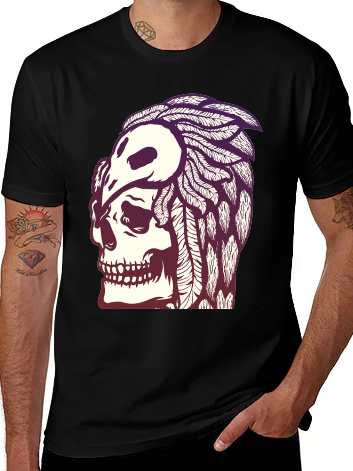 Variant 27 of Skull & Crow T-Shirt - Gothic Graphic Tee