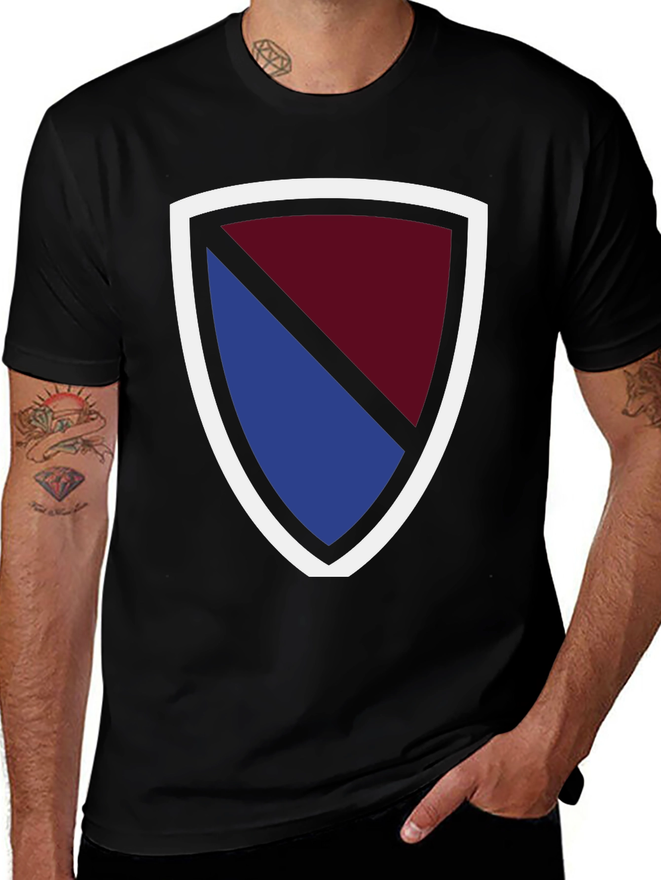 Variant 3 of Crest Graphic Tee - Black Cotton Blend Shirt