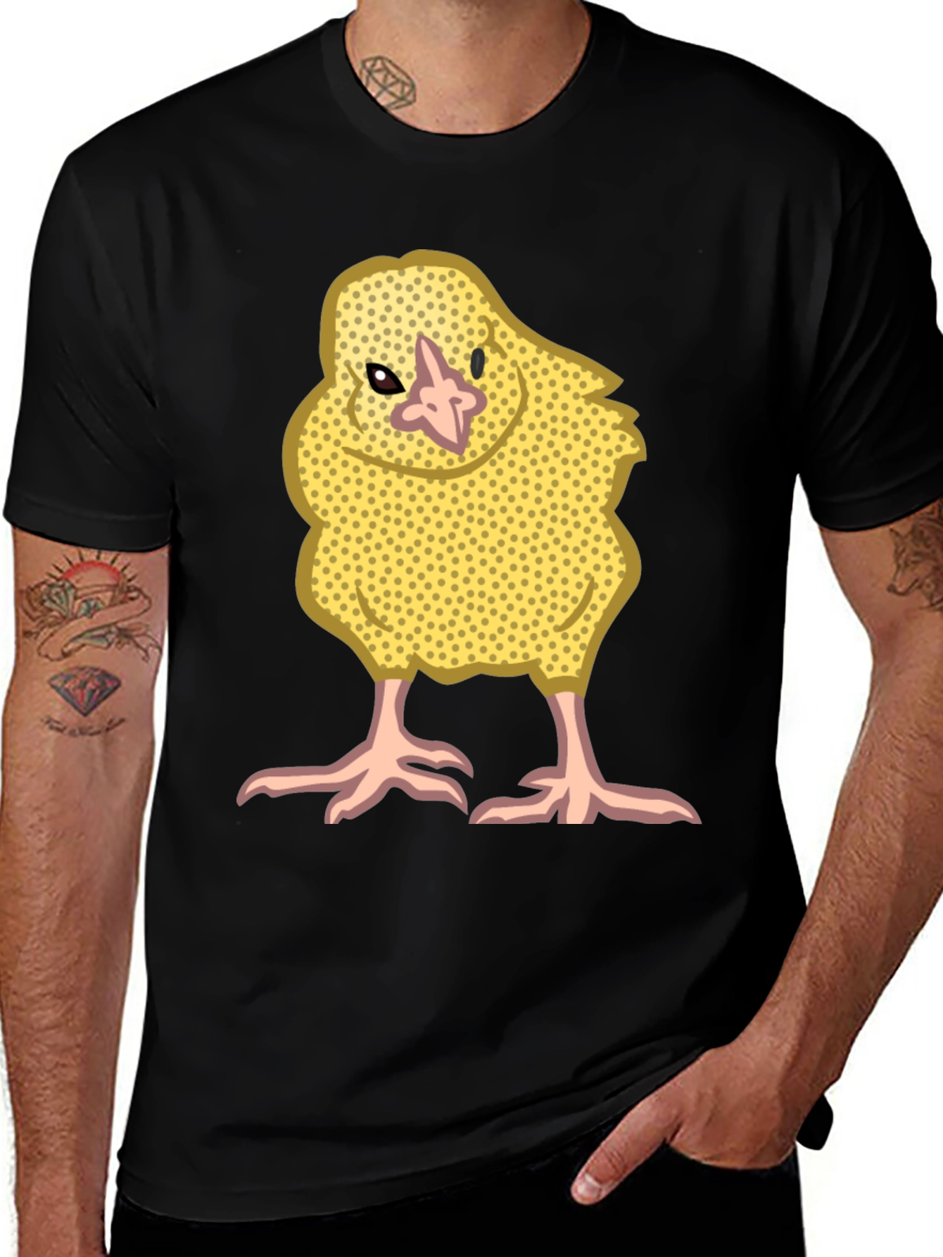 Variant 10 of Cute Yellow Chick Graphic Tee - Black