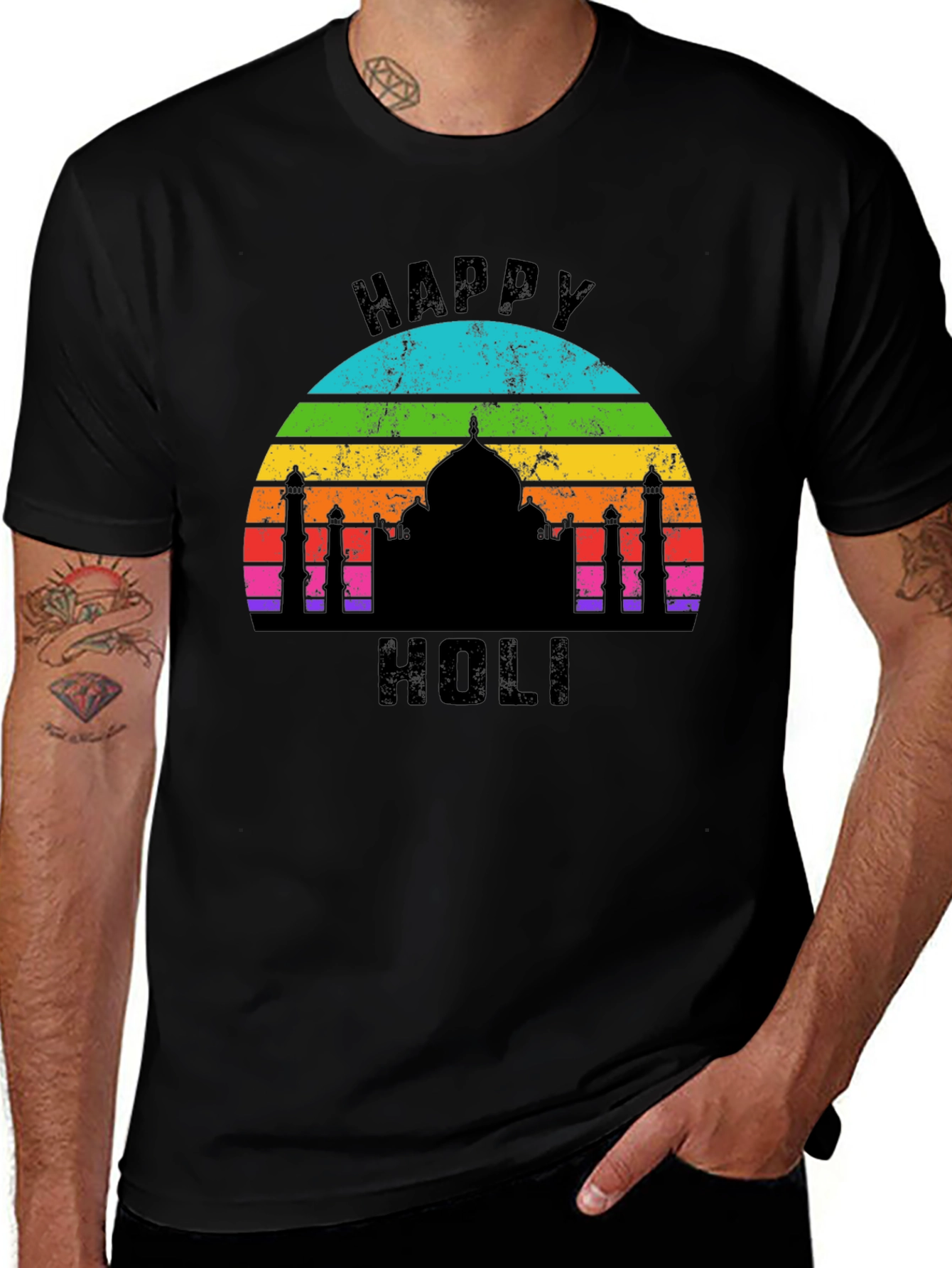 Happy Holi Taj Mahal Rainbow T-Shirt